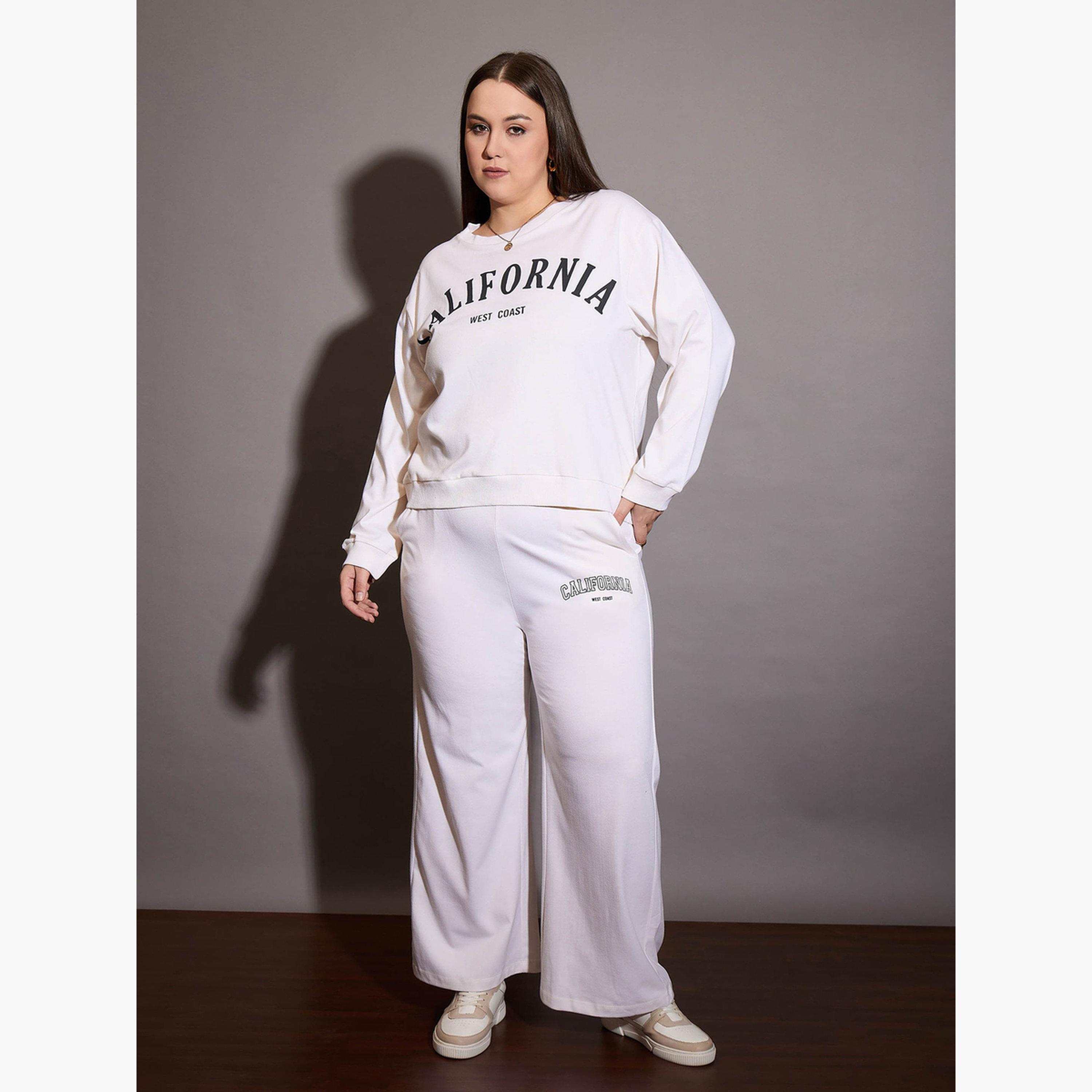 Sassafras Plus Size White Wide Leg Joggers-women-clothing-bottoms-joggers-image-5