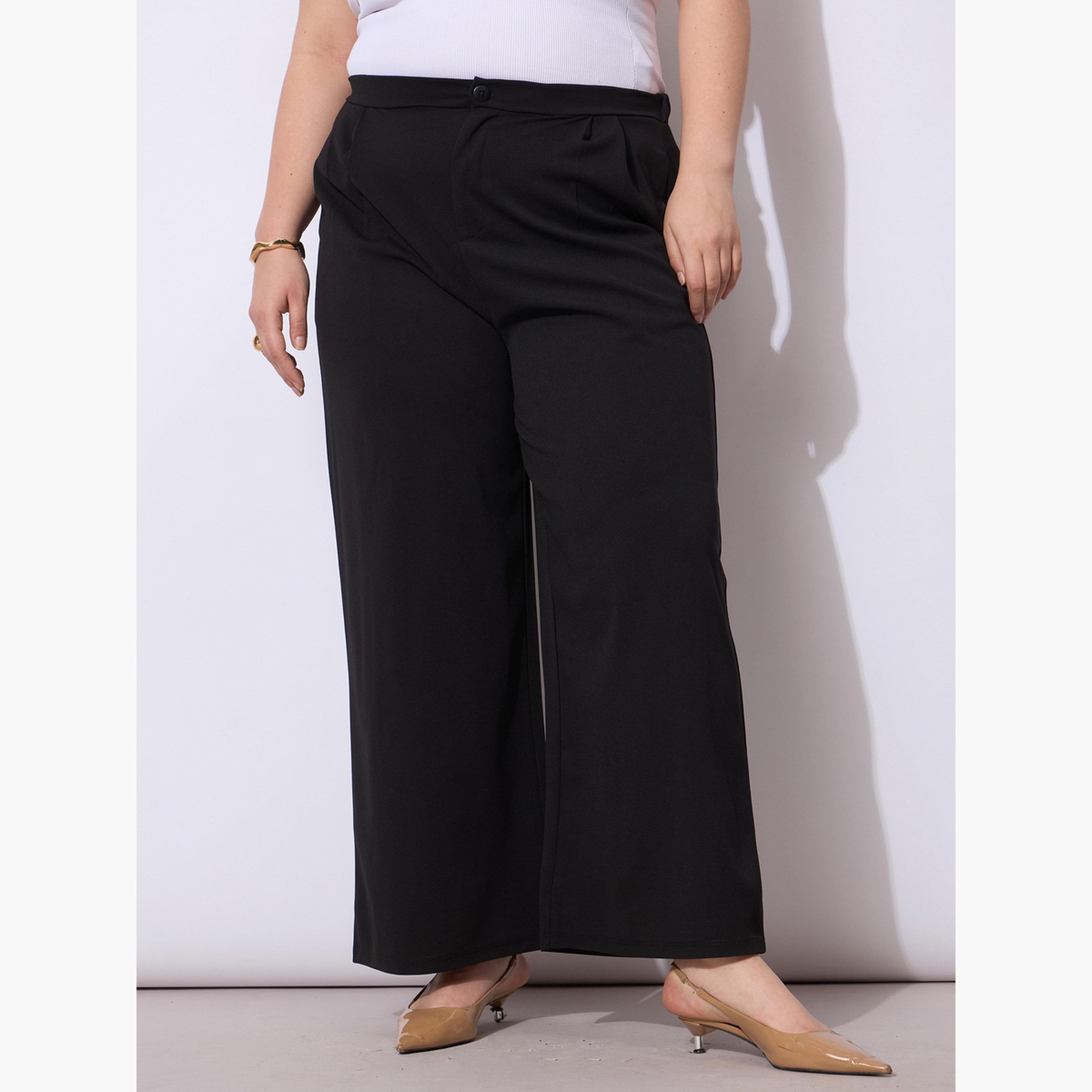 ساسافراس - بنطال أسود واسع الساق بمقاس كبير-women-clothing-bottoms-trousers-image-1