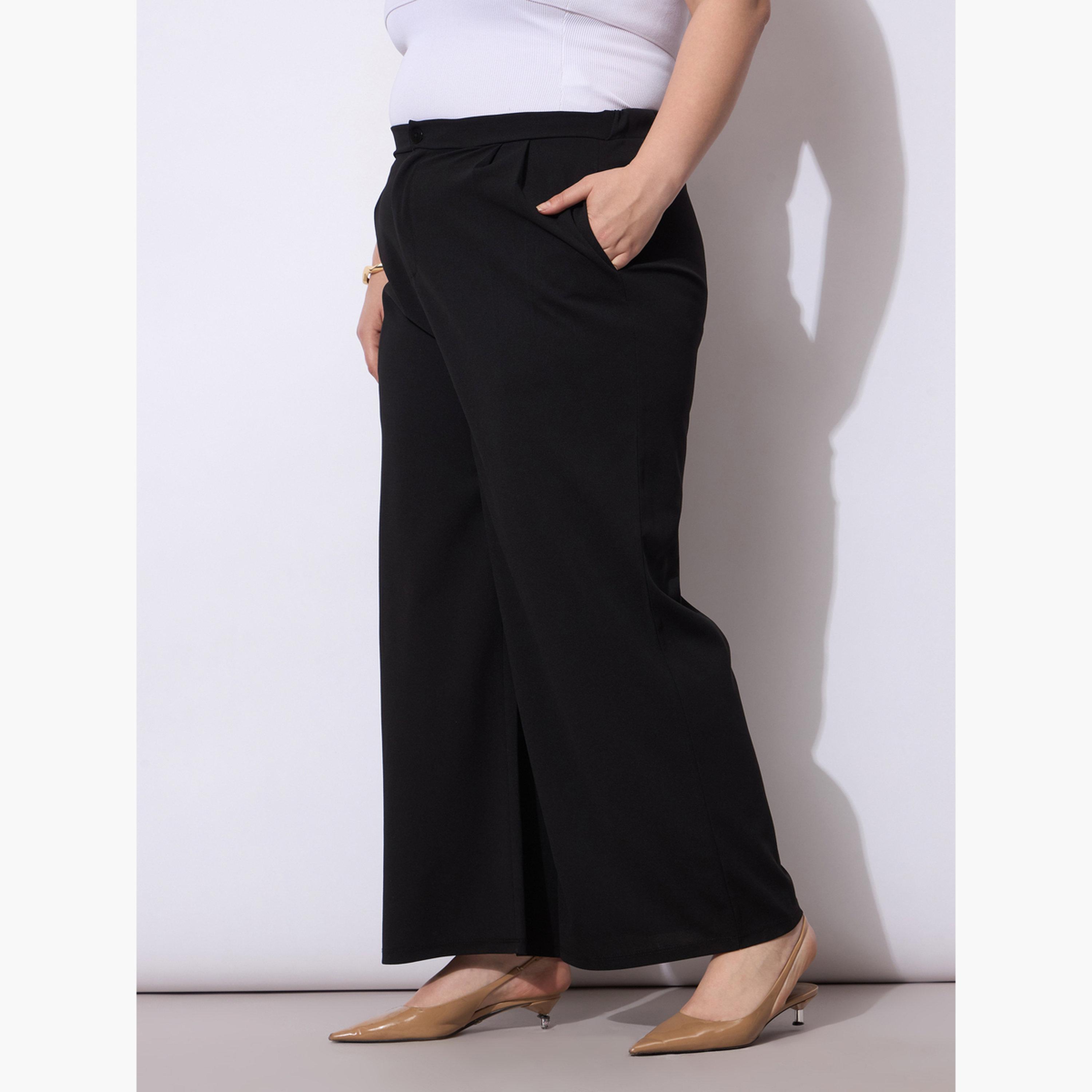ساسافراس - بنطال أسود واسع الساق بمقاس كبير-women-clothing-bottoms-trousers-image-3