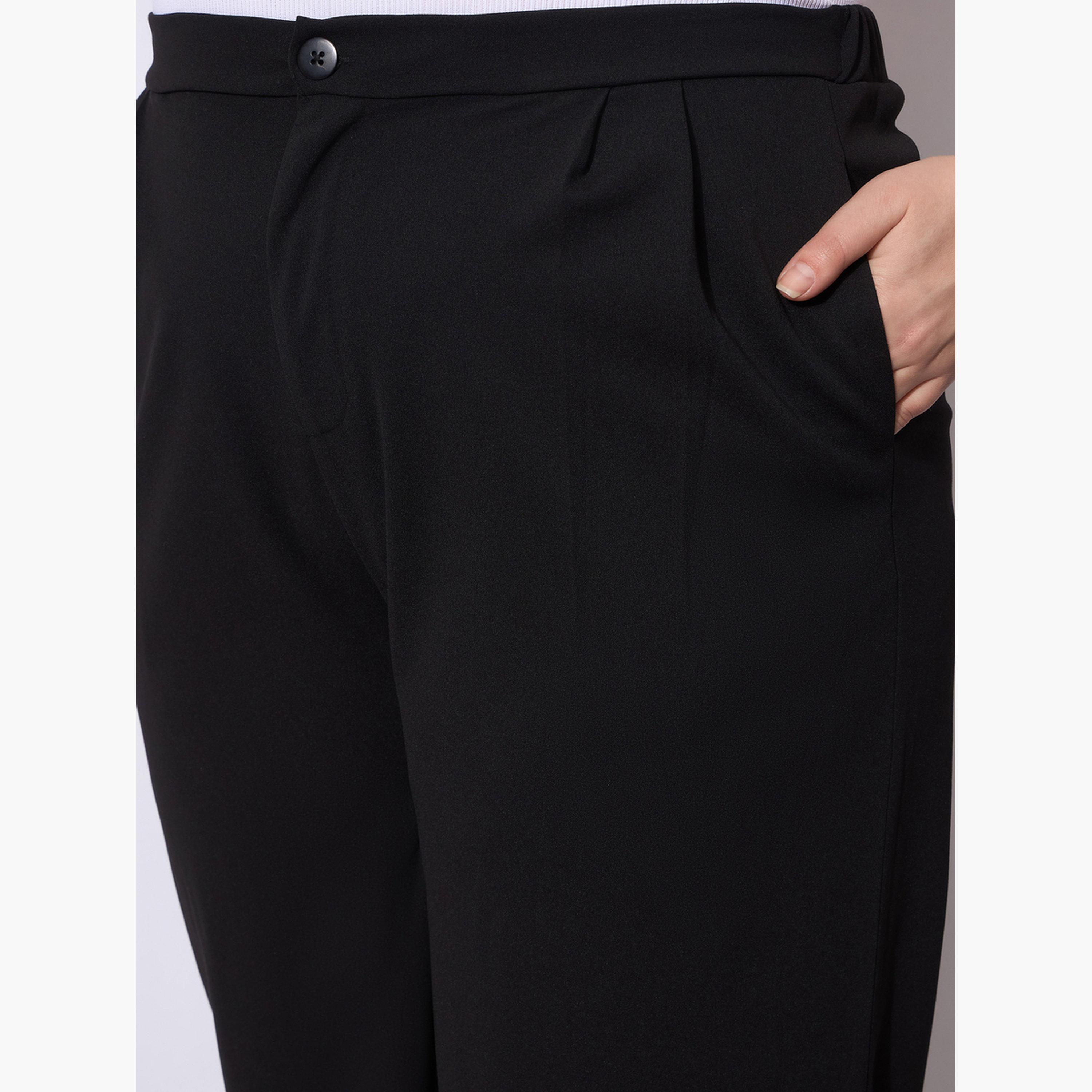 ساسافراس - بنطال أسود واسع الساق بمقاس كبير-women-clothing-bottoms-trousers-image-4