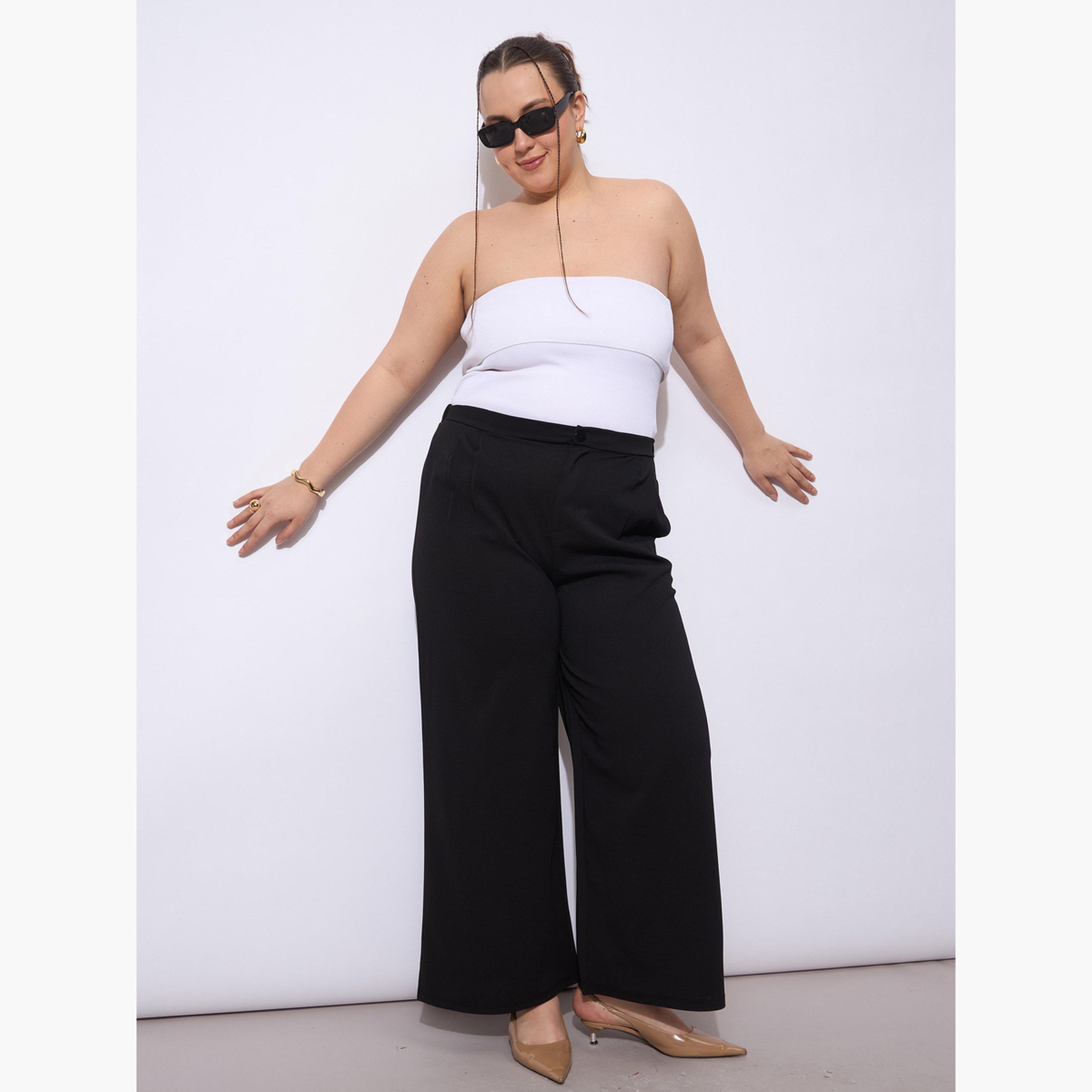 ساسافراس - بنطال أسود واسع الساق بمقاس كبير-women-clothing-bottoms-trousers-image-5