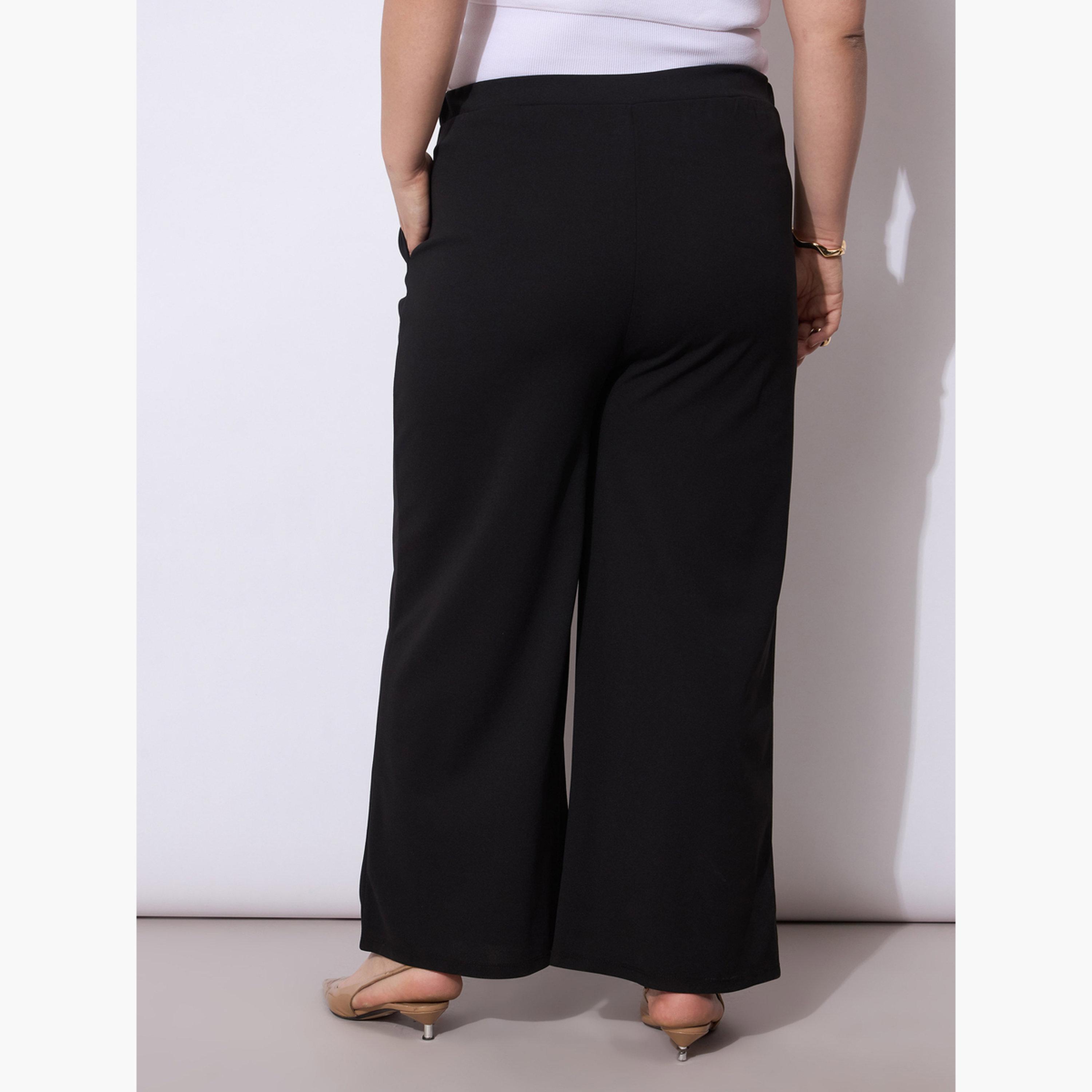 ساسافراس - بنطال أسود واسع الساق بمقاس كبير-women-clothing-bottoms-trousers-image-6