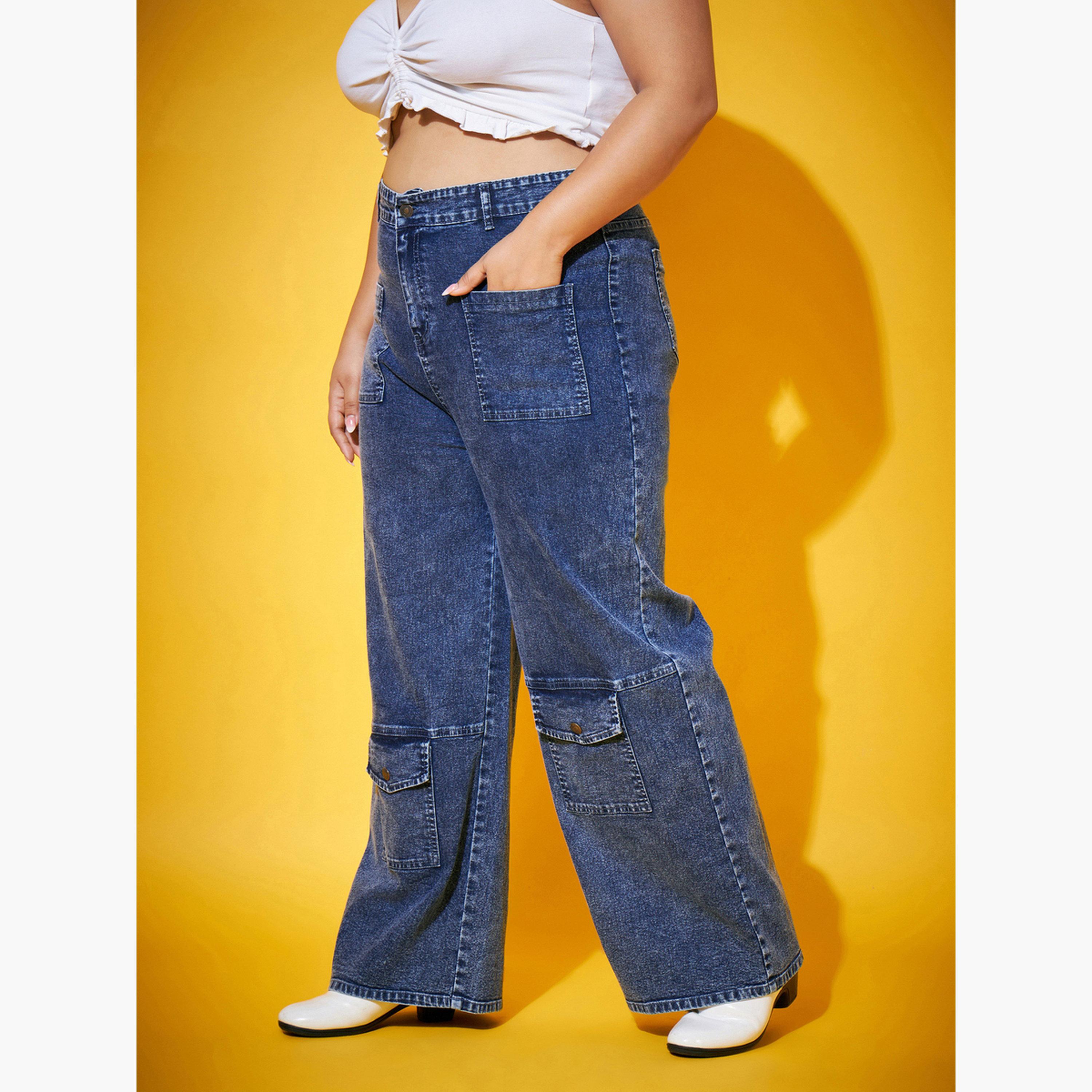 ساسافراس - بنطال جينز مستقيم أزرق بمقاس واسع-women-clothing-bottoms-jeans-image-3