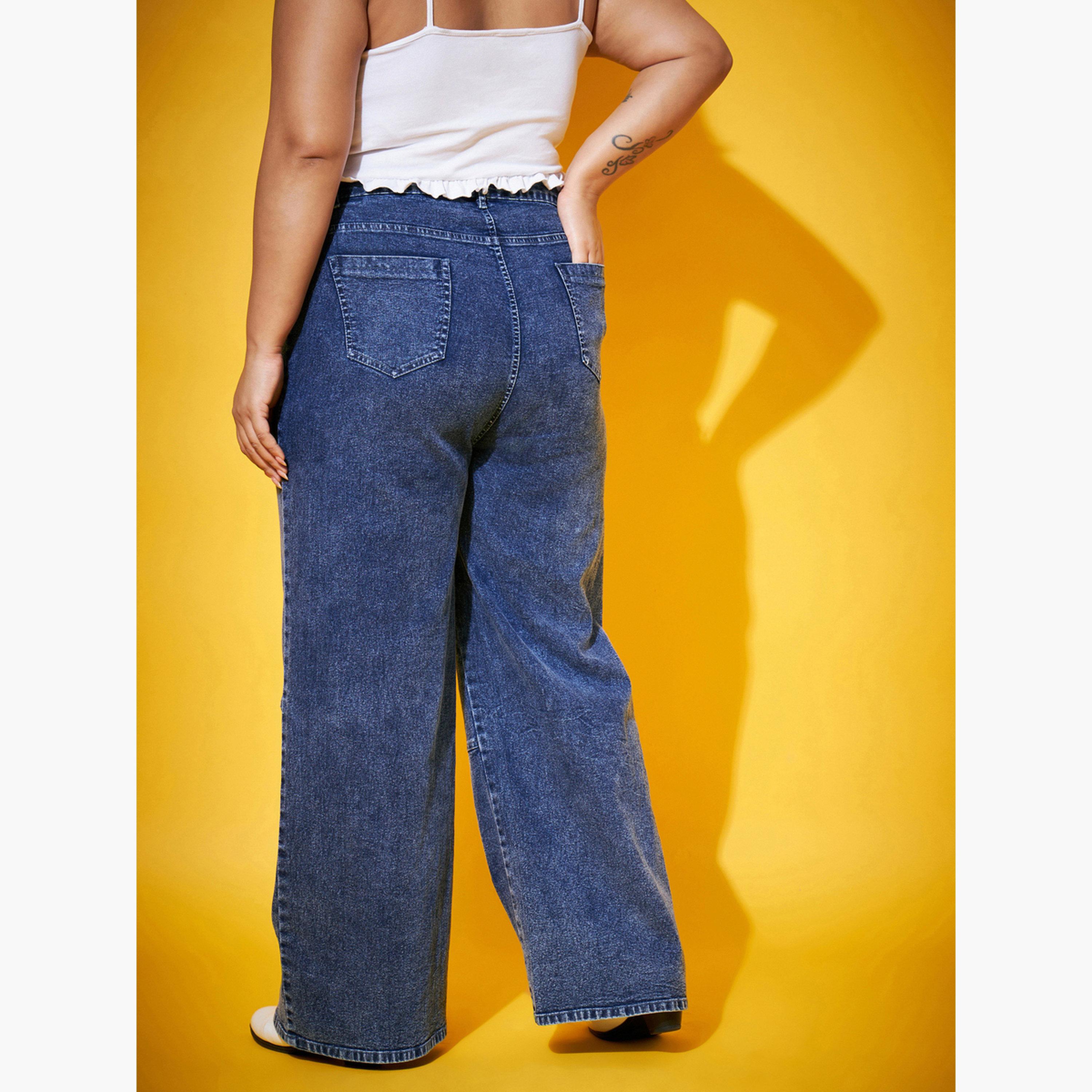 Sassafras Plus Size Blue Acid Wash Straight Jeans-women-clothing-bottoms-jeans-image-6