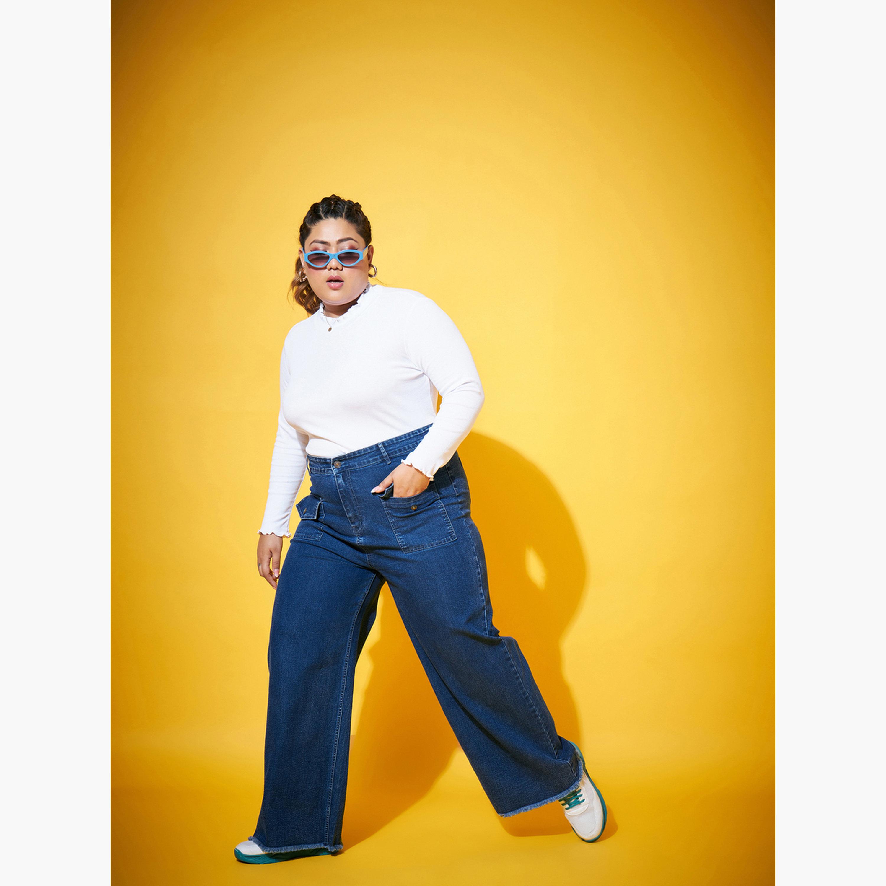 ساسافراس - بنطال جينز بساق مستقيمة بمقاس واسع-women-clothing-bottoms-jeans-image-2