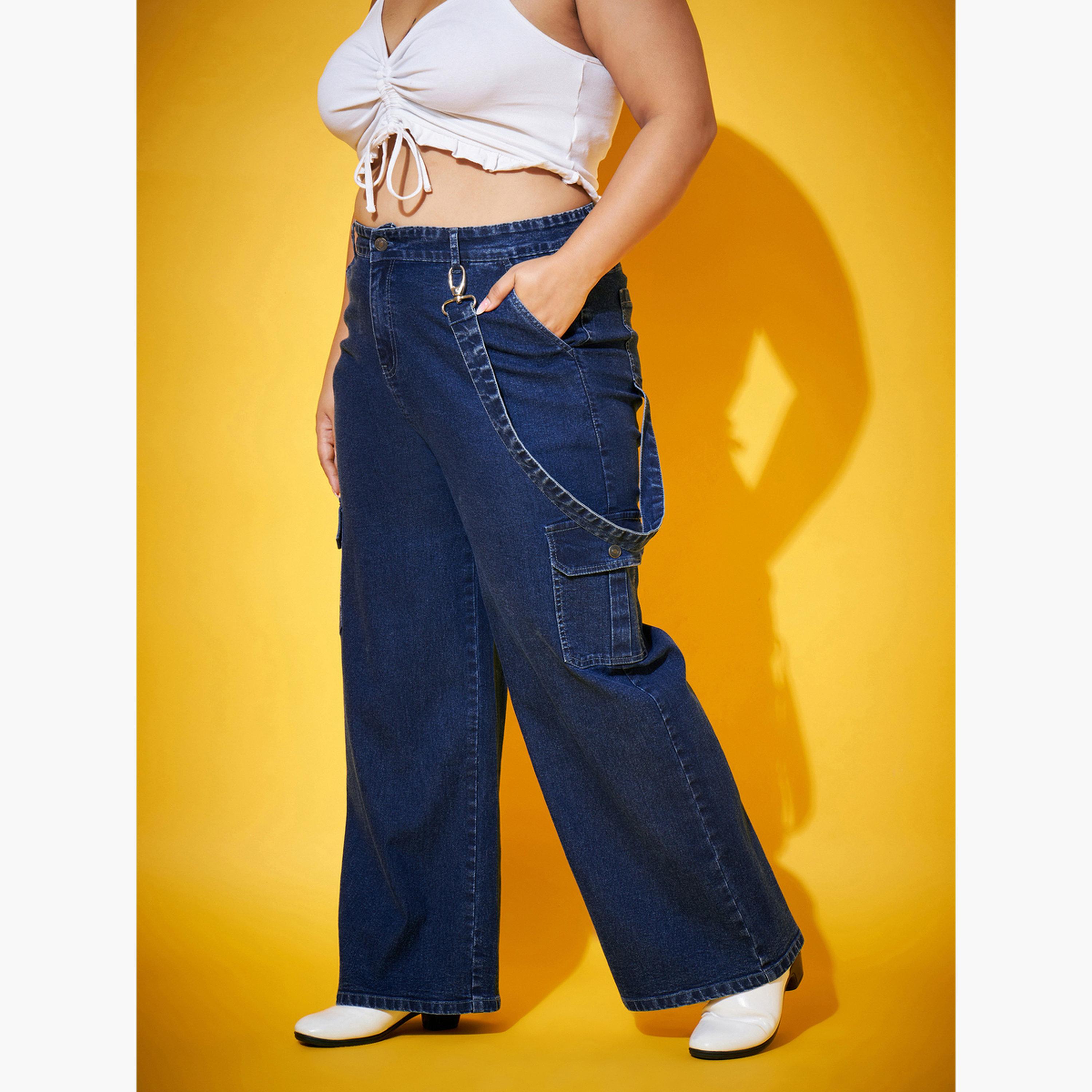 Sassafras Plus Size Straight Leg Cargo Jeans-women-clothing-bottoms-jeans-image-3