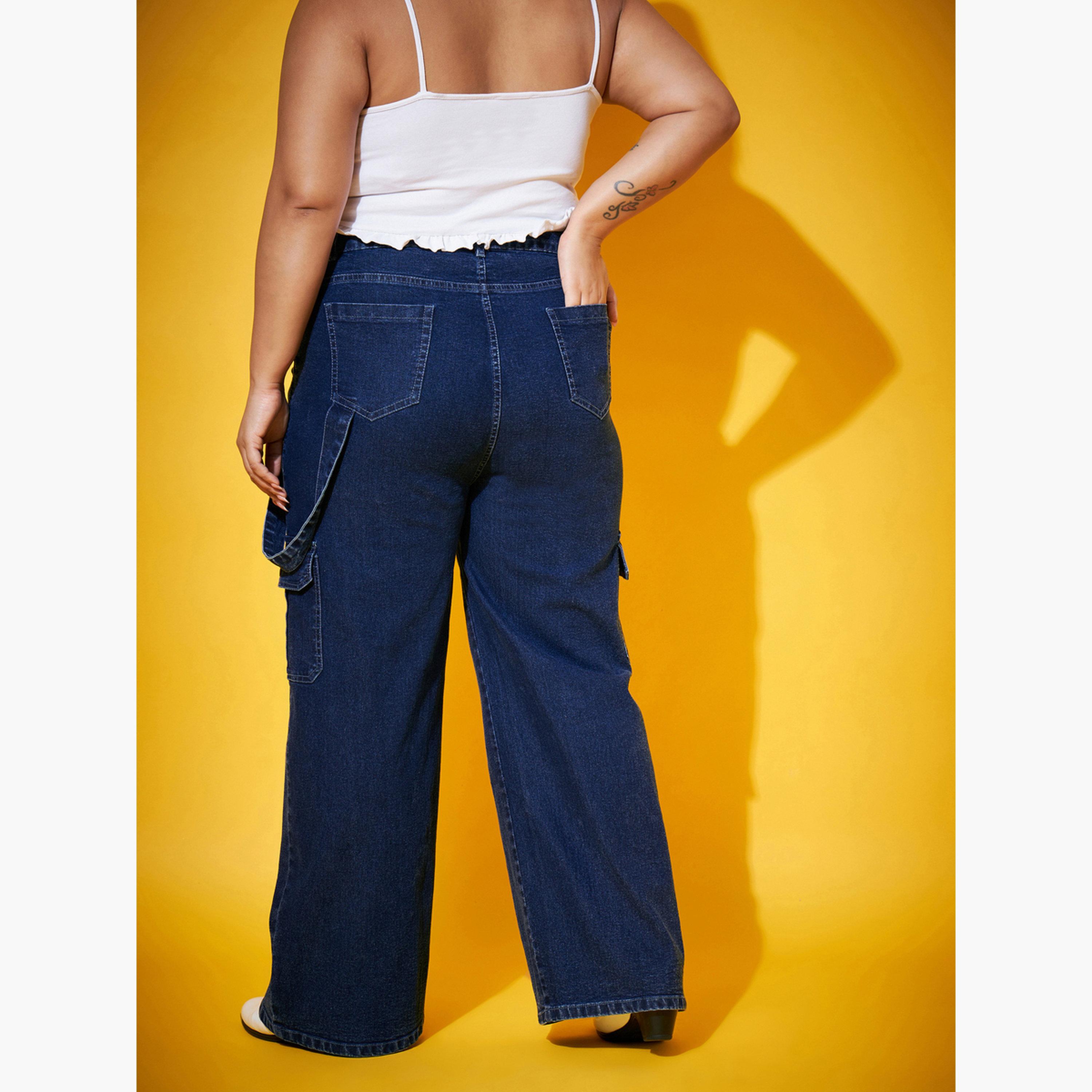 ساسافراس - بنطال جينز كارغو بساق مستقيمة مقاس واسع-women-clothing-bottoms-jeans-image-6