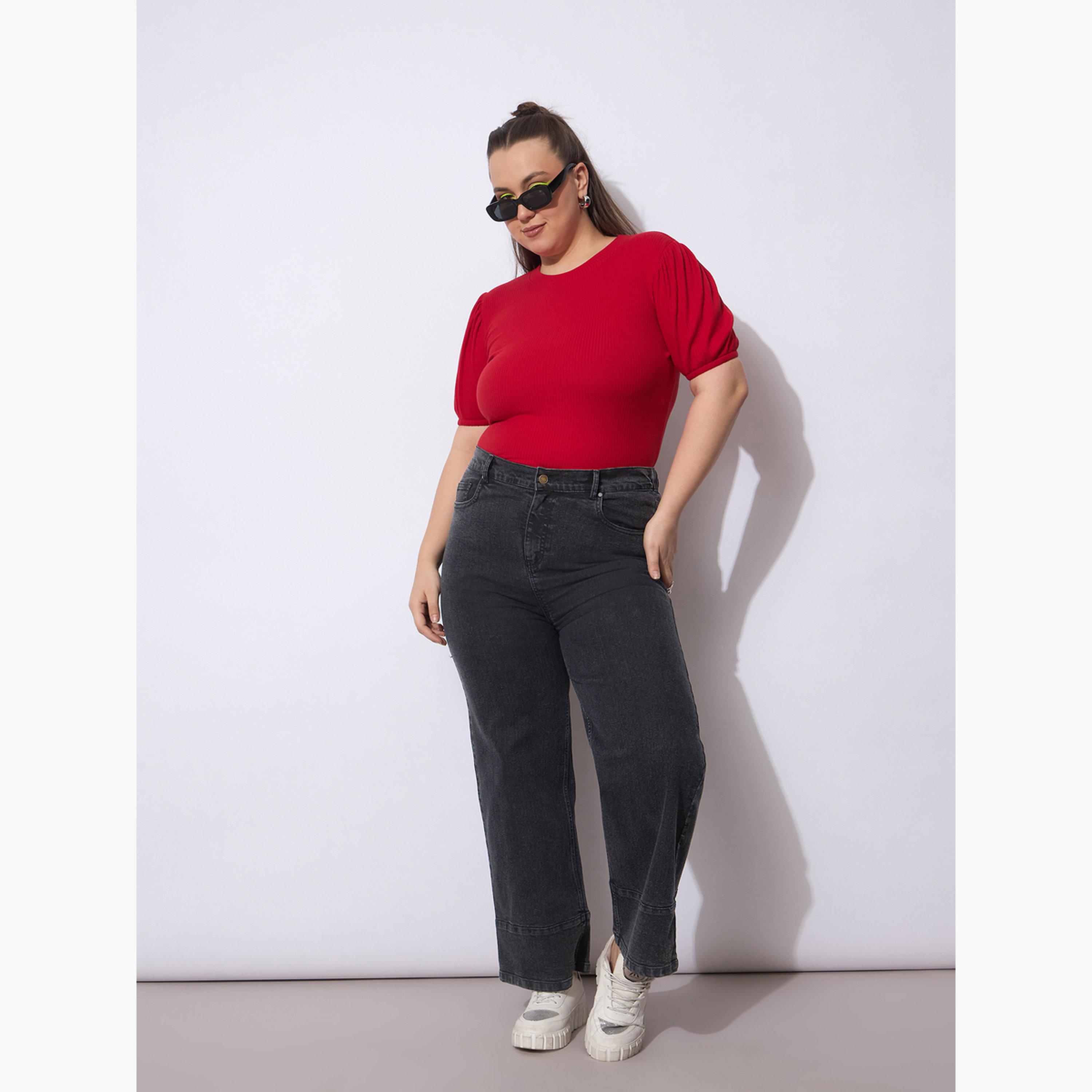 Sassafras Plus Size Black Straight Leg Jeans-women-clothing-bottoms-jeans-image-2