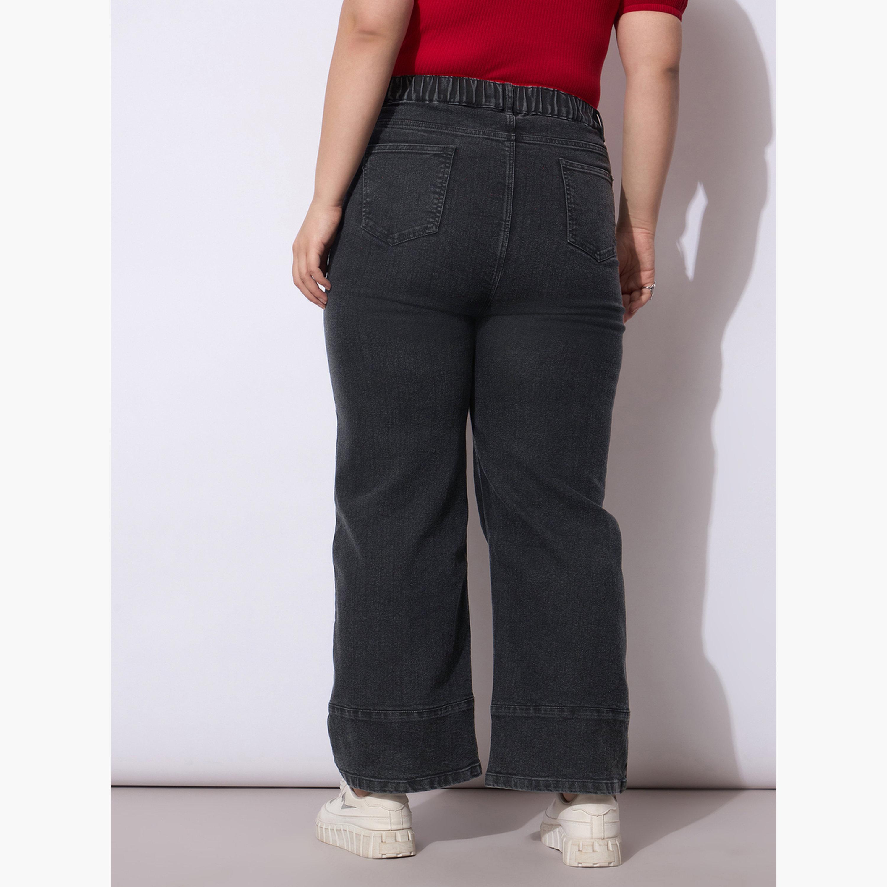 ساسافراس - بنطال جينز أسود بقصة مستقيمة ومقاس واسع-women-clothing-bottoms-jeans-image-6