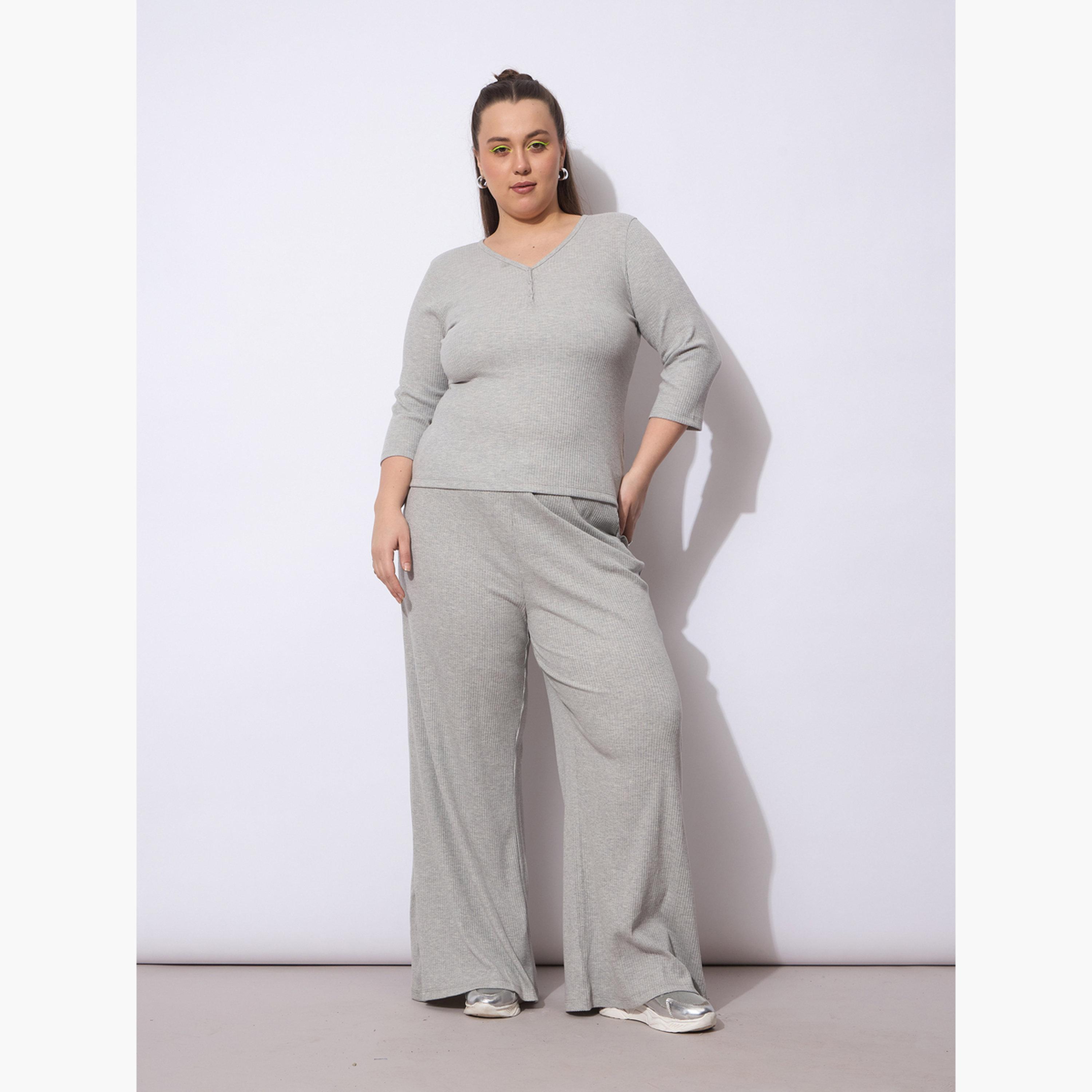 Sassafras Plus Size Grey Ribbed Top-women-clothing-tshirts-image-6