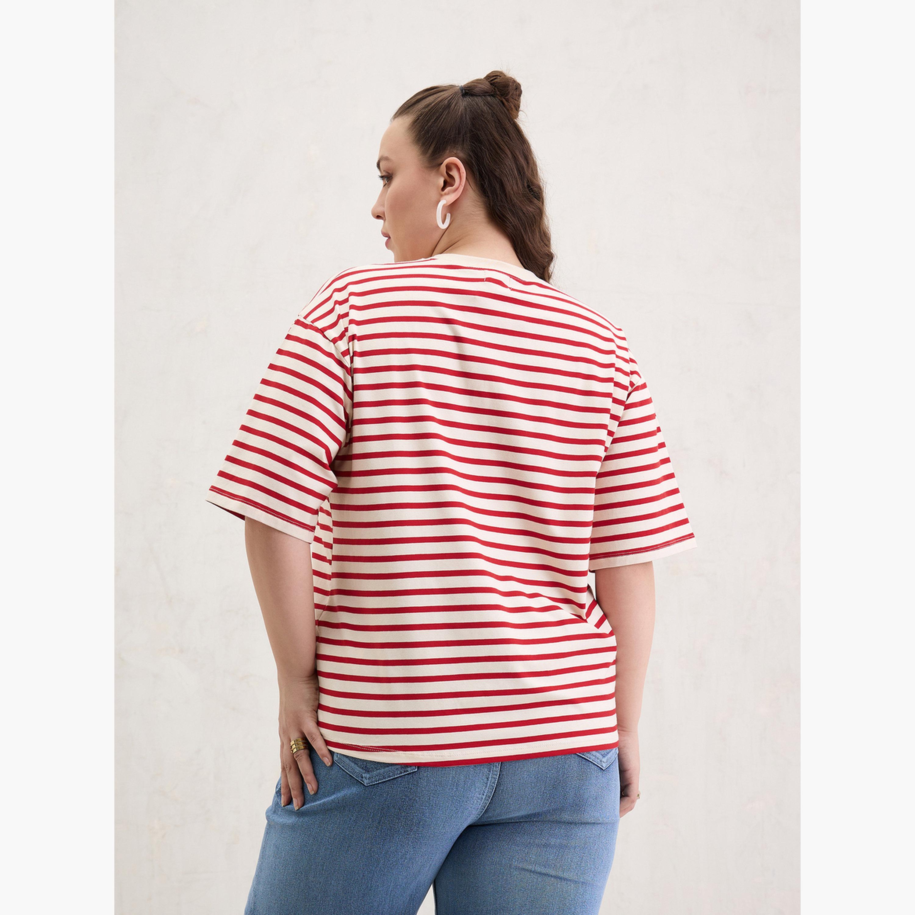 Sassafras Plus Size Red Striped T-Shirt-women-clothing-tshirts-image-5