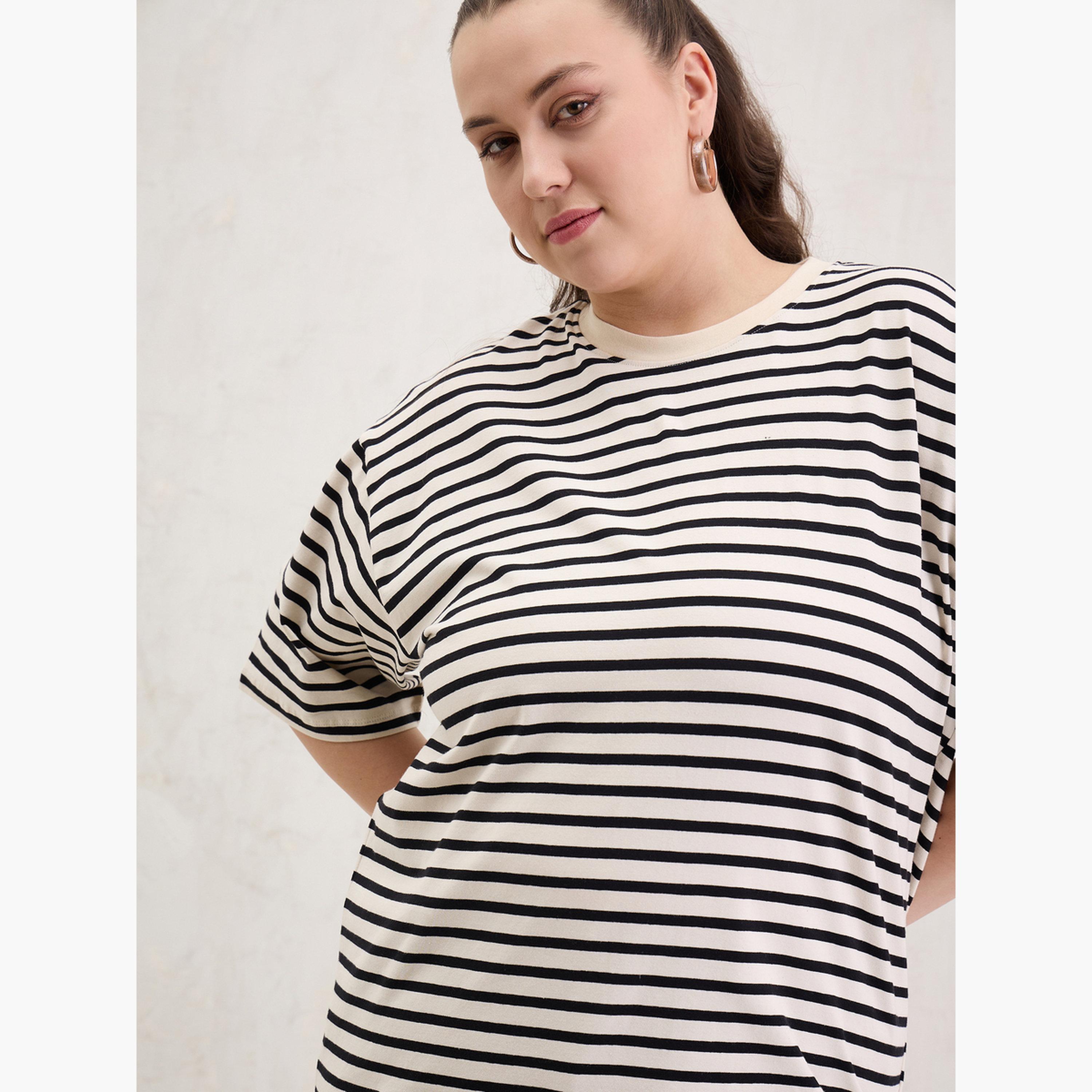 Sassafras Plus Size Black Striped T-Shirt-women-clothing-tshirts-image-6