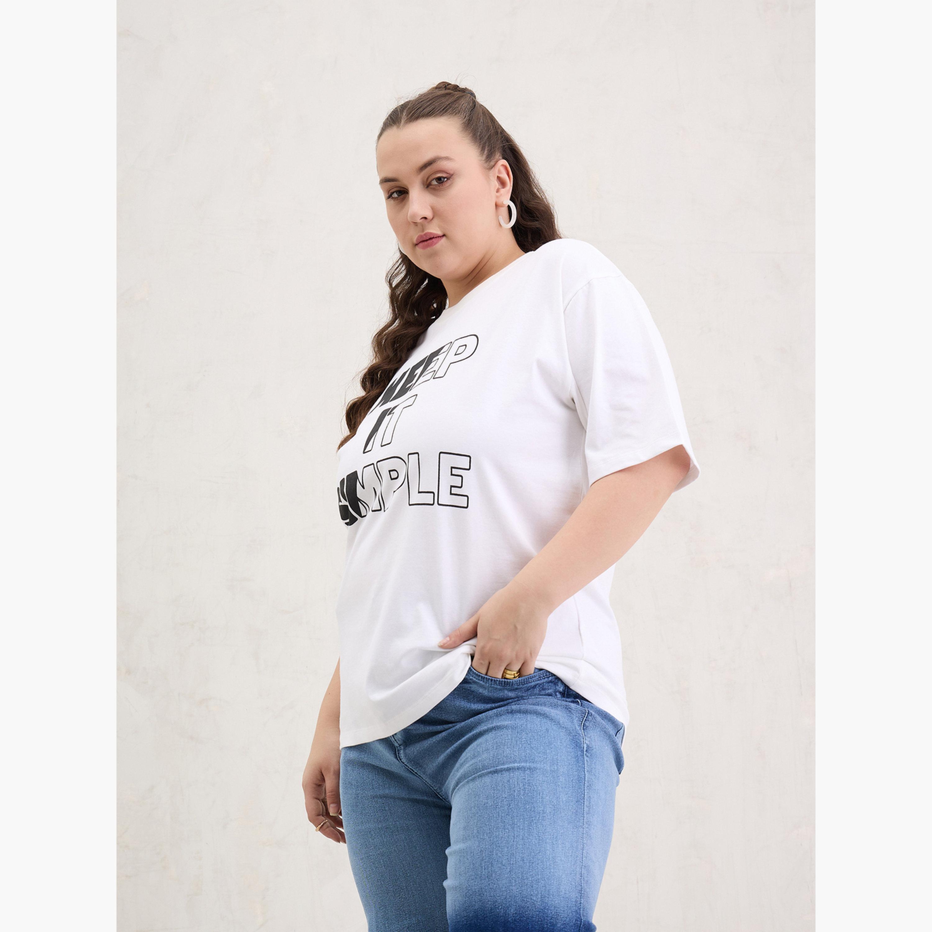 Sassafras Plus Size White Graphic Print T-Shirt-women-clothing-tshirts-image-3