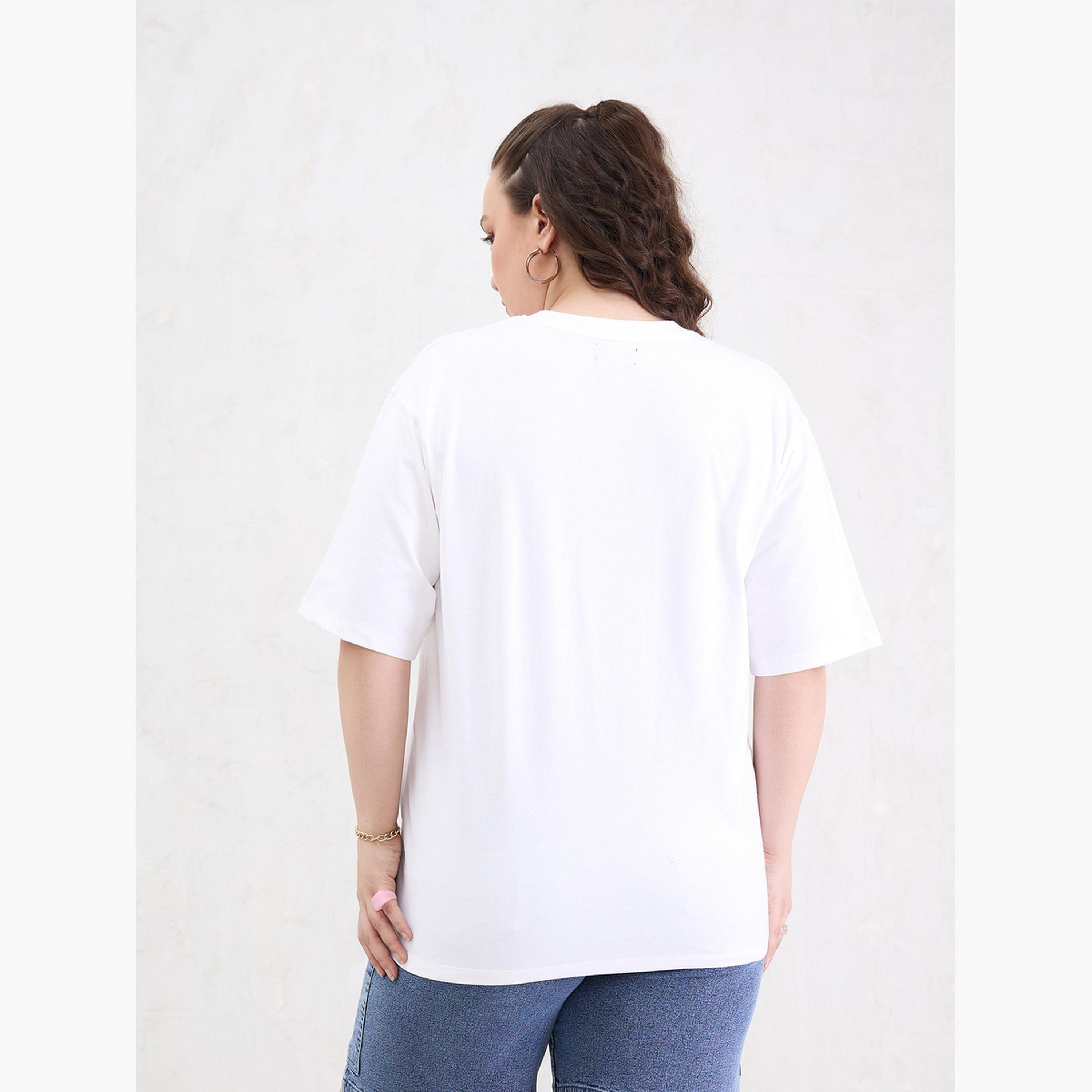 Sassafras Plus Size White Graphic Print T-Shirt-women-clothing-tshirts-image-5