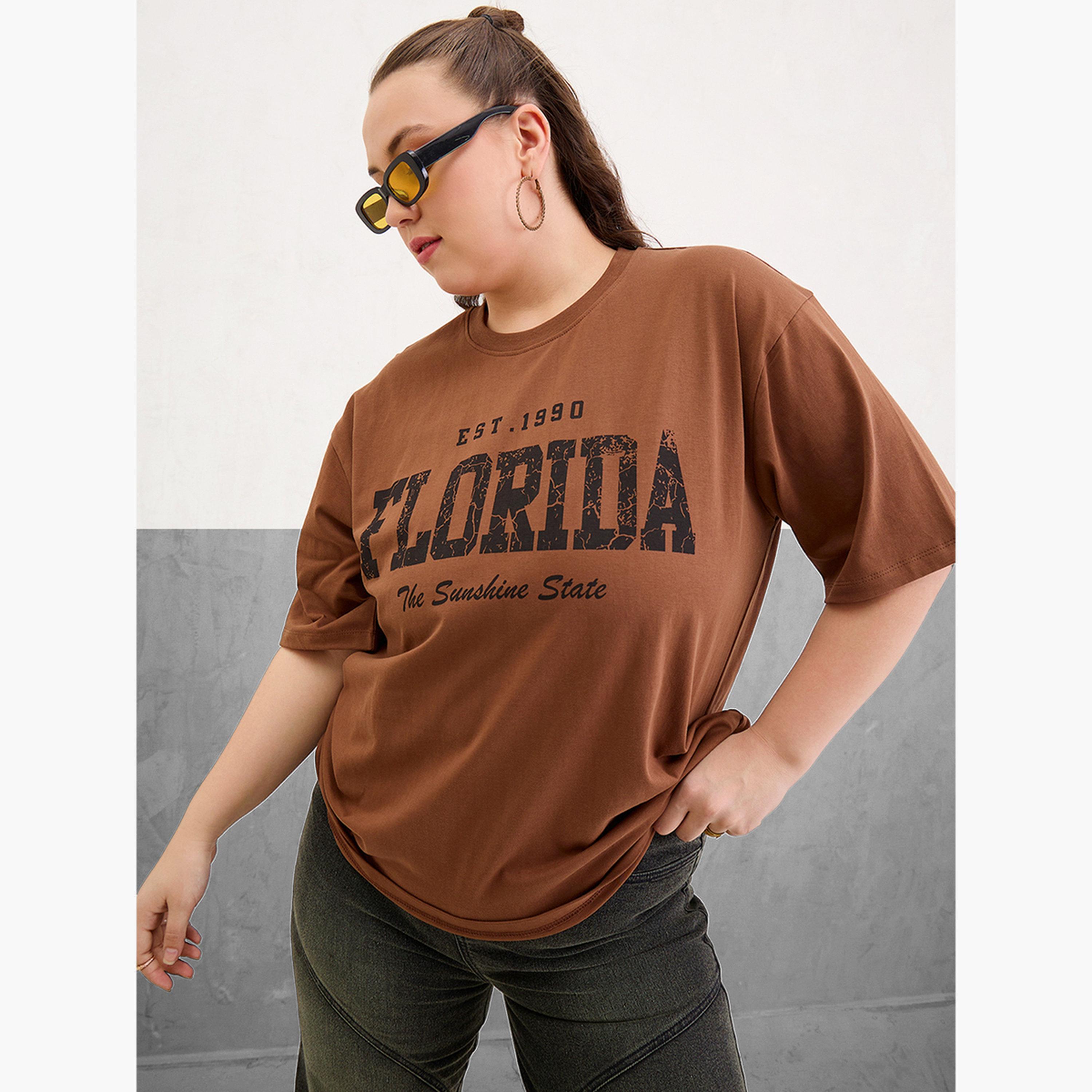 Sassafras Plus Size Brown Florida Graphic T-Shirt-women-clothing-tshirts-image-1