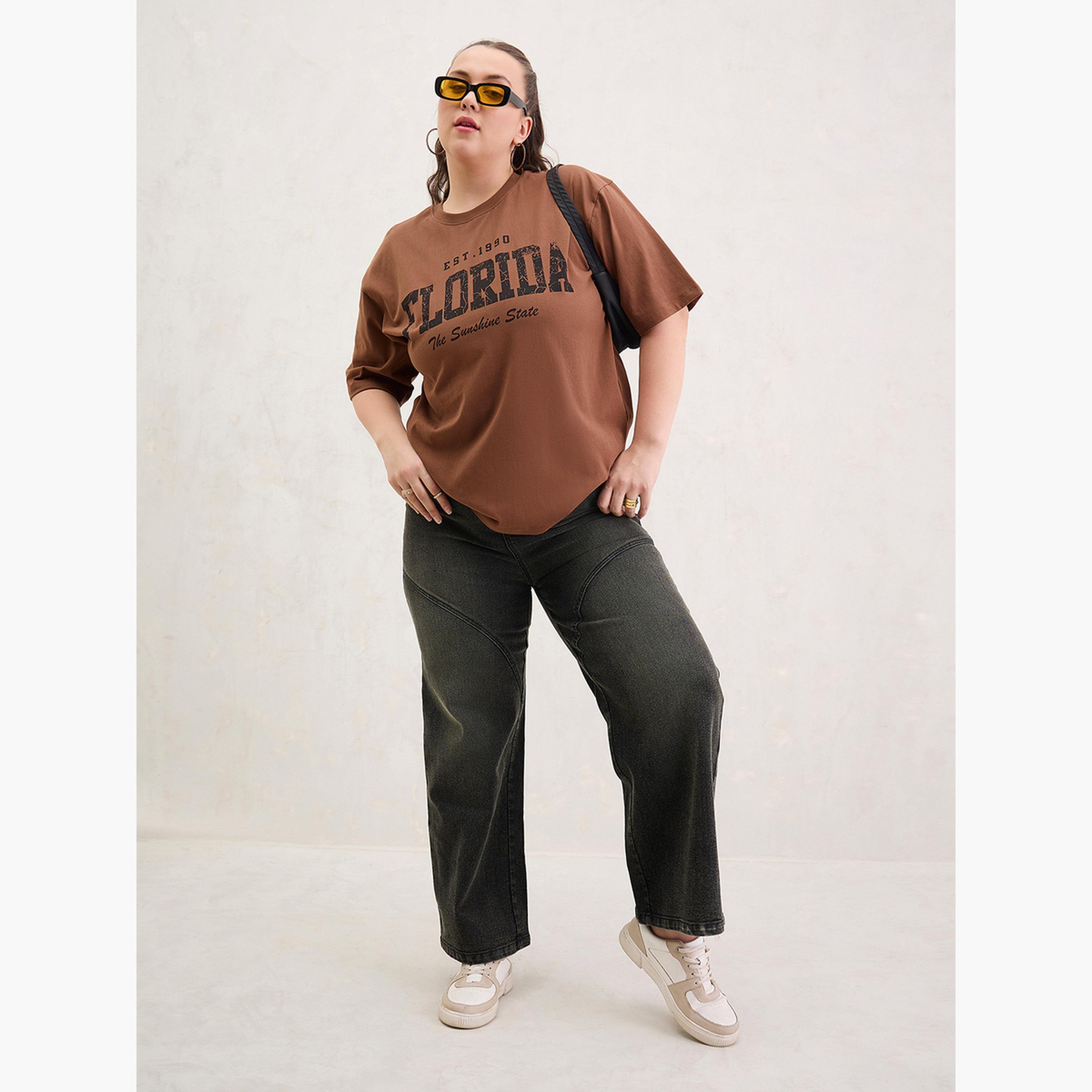 Sassafras Plus Size Brown Florida Graphic T-Shirt-women-clothing-tshirts-image-2