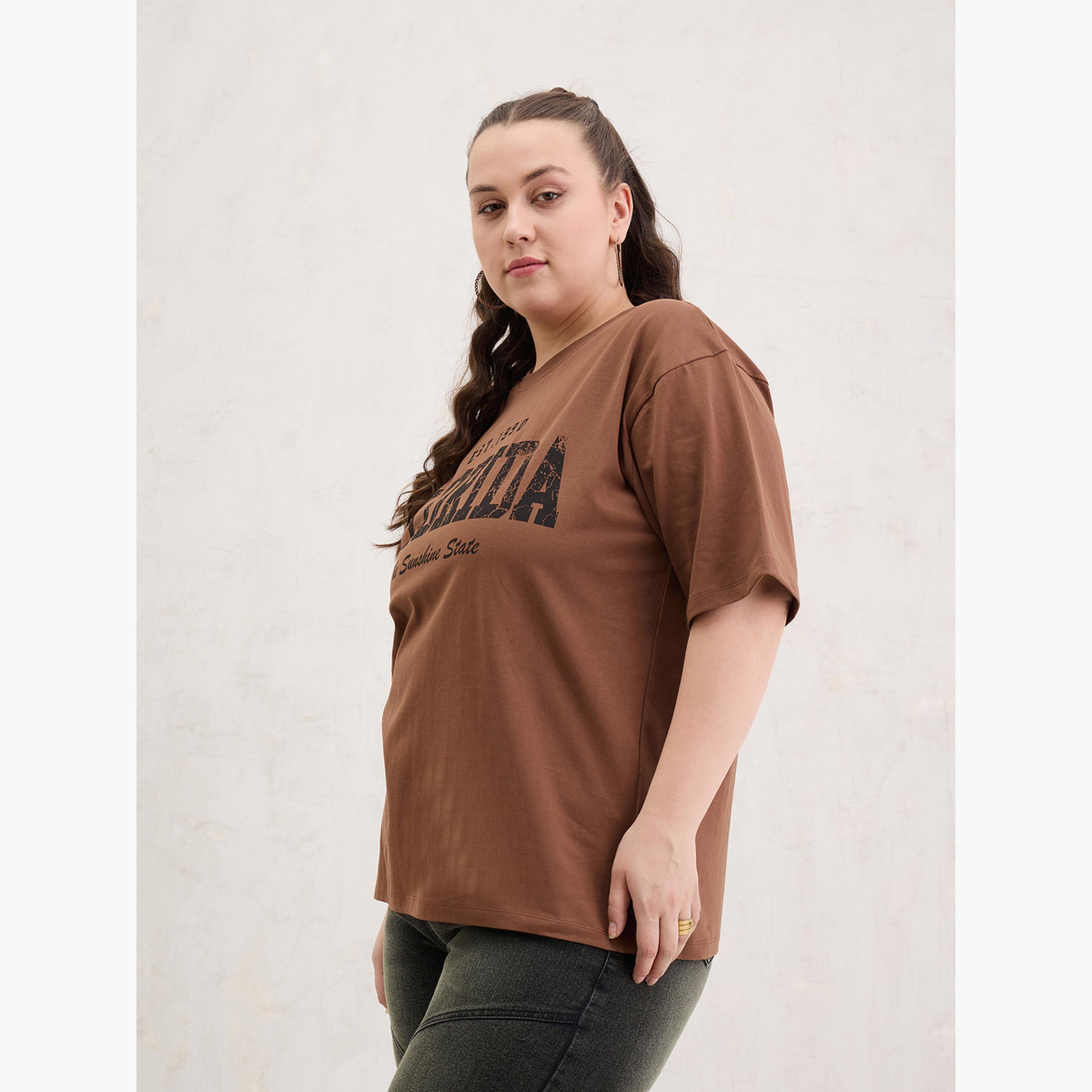 Sassafras Plus Size Brown Florida Graphic T-Shirt-women-clothing-tshirts-image-3