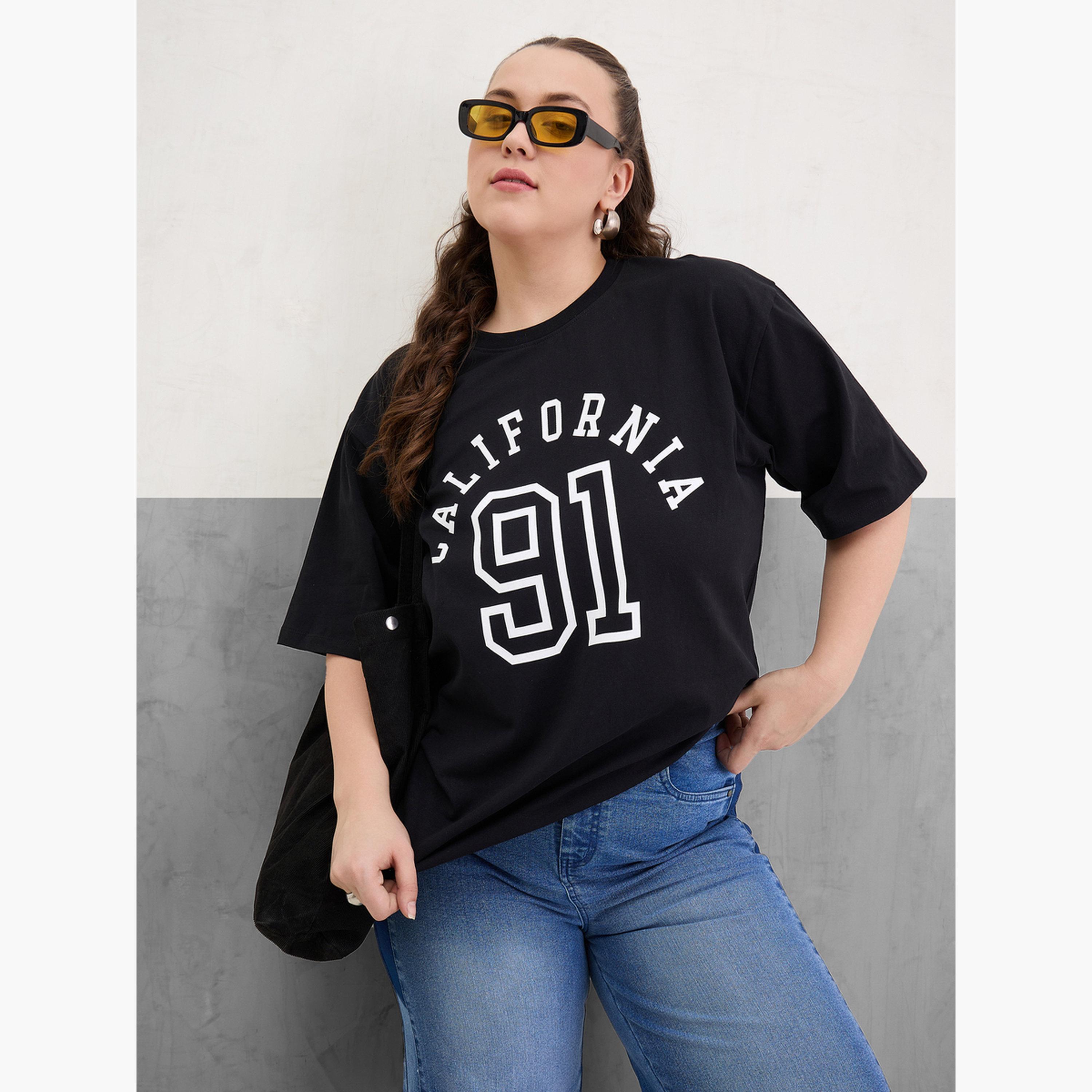 Sassafras Plus Size Black California Graphic T-Shirt-women-clothing-tshirts-image-1