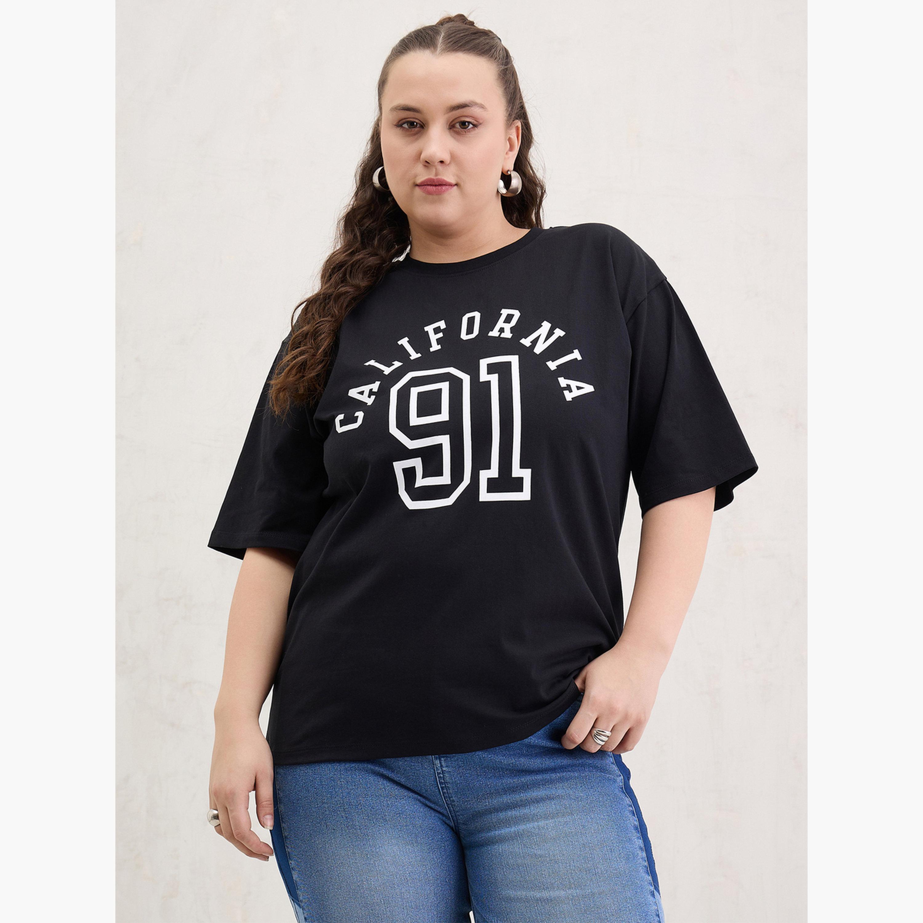 ساسافراس - تي شيرت كاليفورنيا أسود بمقاس واسع-women-clothing-tshirts-image-6