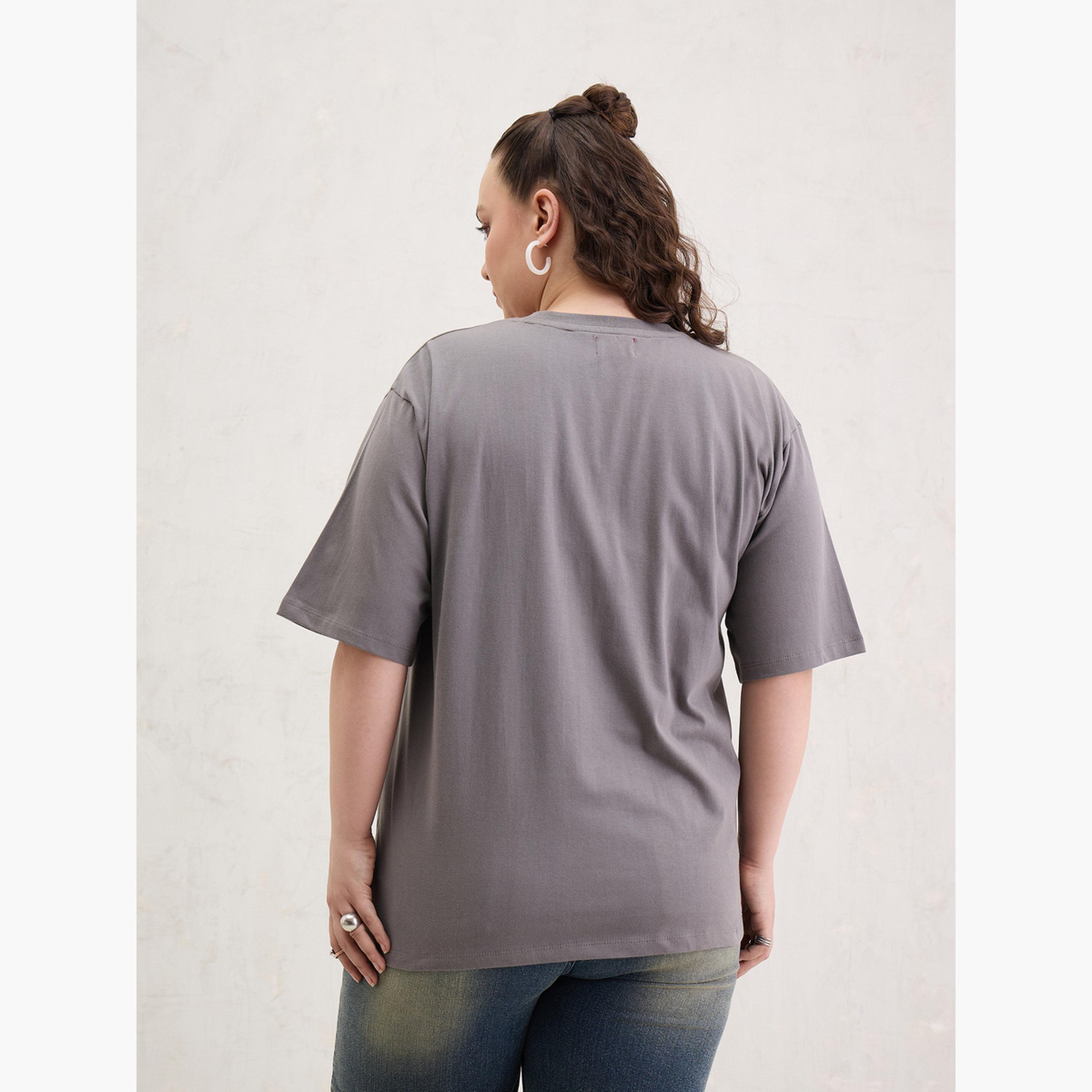ساسافراس - تي شيرت رمادي برسومات نيويورك مقاس واسع-women-clothing-tshirts-image-5