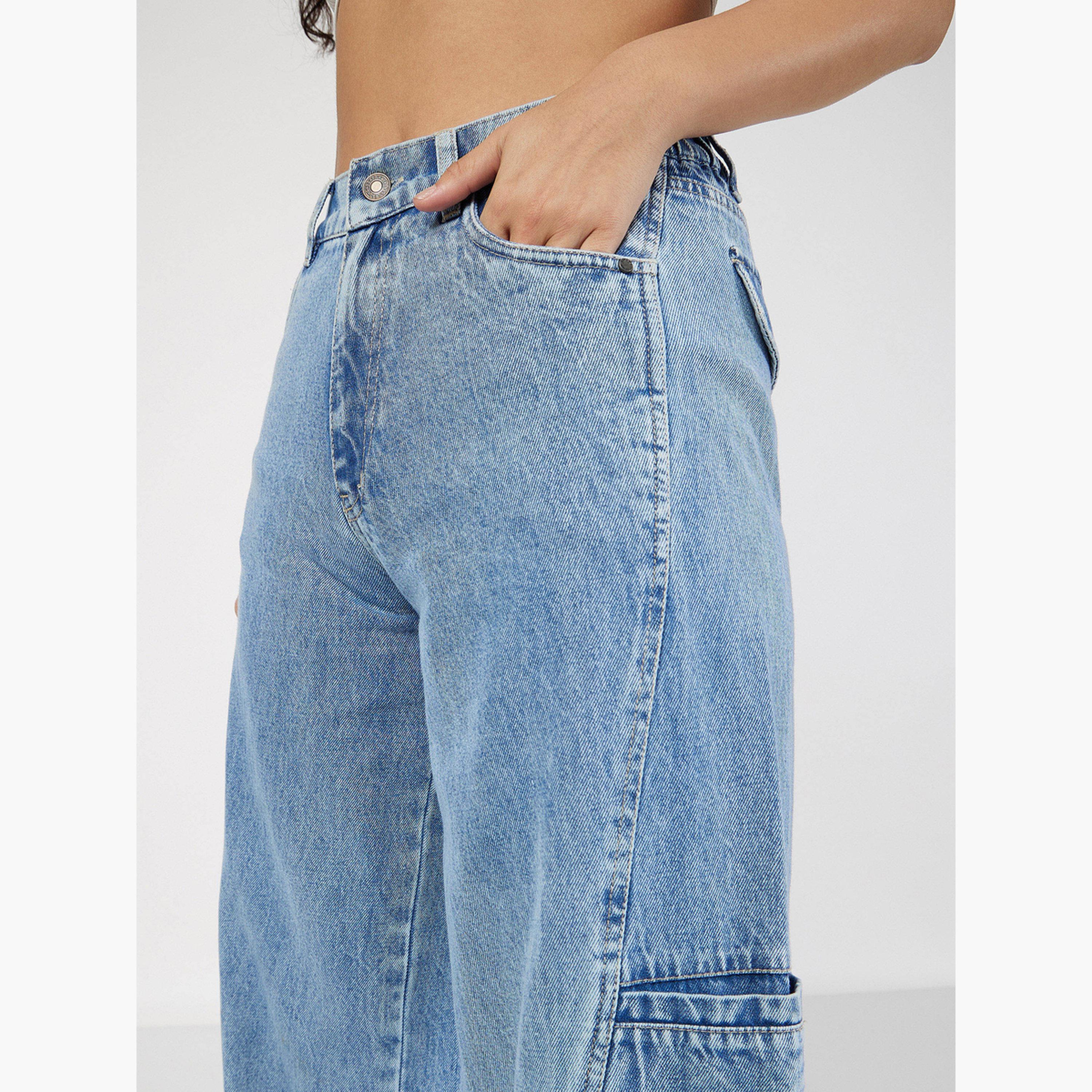 ساسافراس - بنطال جينز نسائي أزرق بخصر عالٍ وساق واسعة-women-clothing-bottoms-jeans-image-4