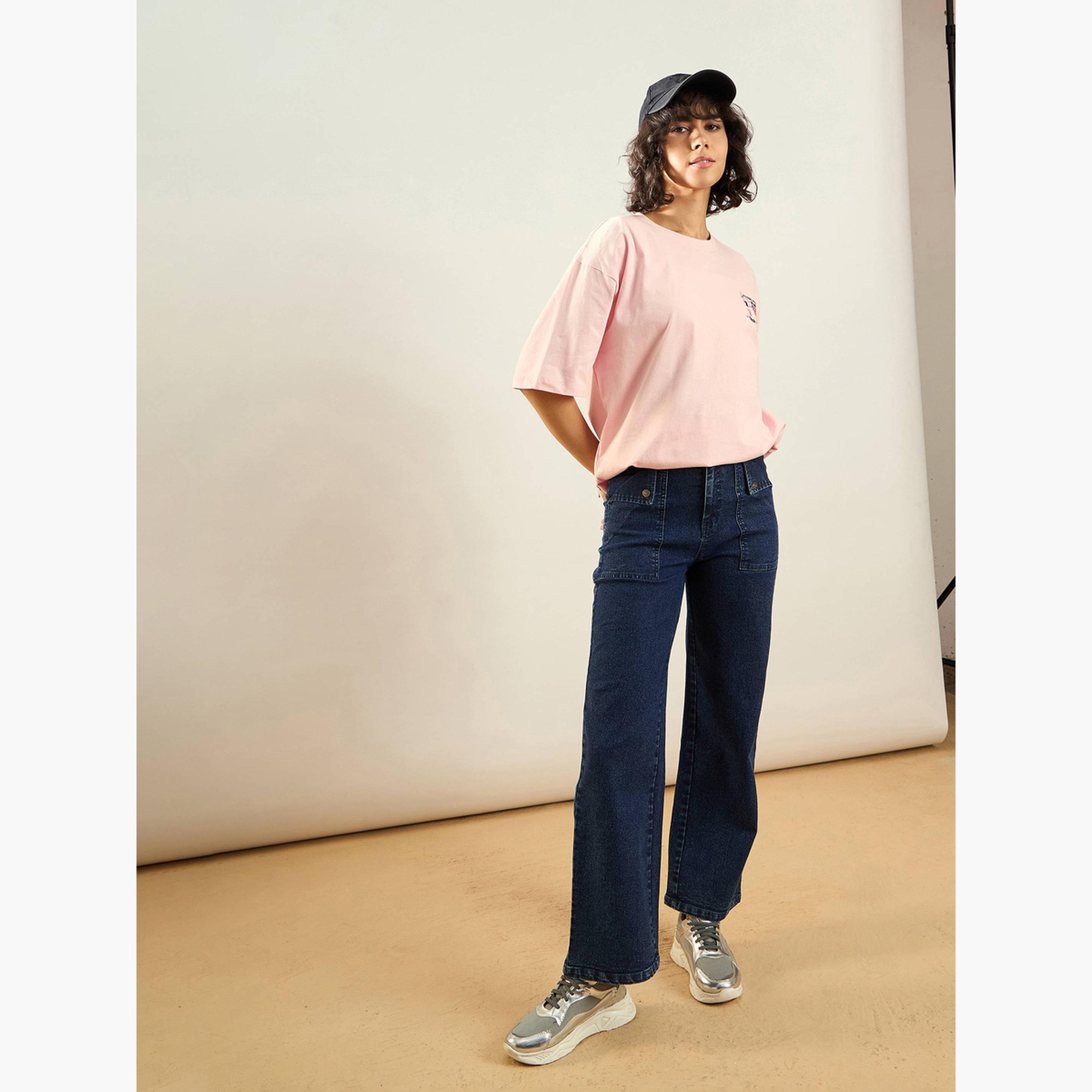 ساسافراس - بنطال جينز نسائي أزرق بخصر مرتفع وقصة مستقيمة مغسولة-women-clothing-bottoms-jeans-image-2