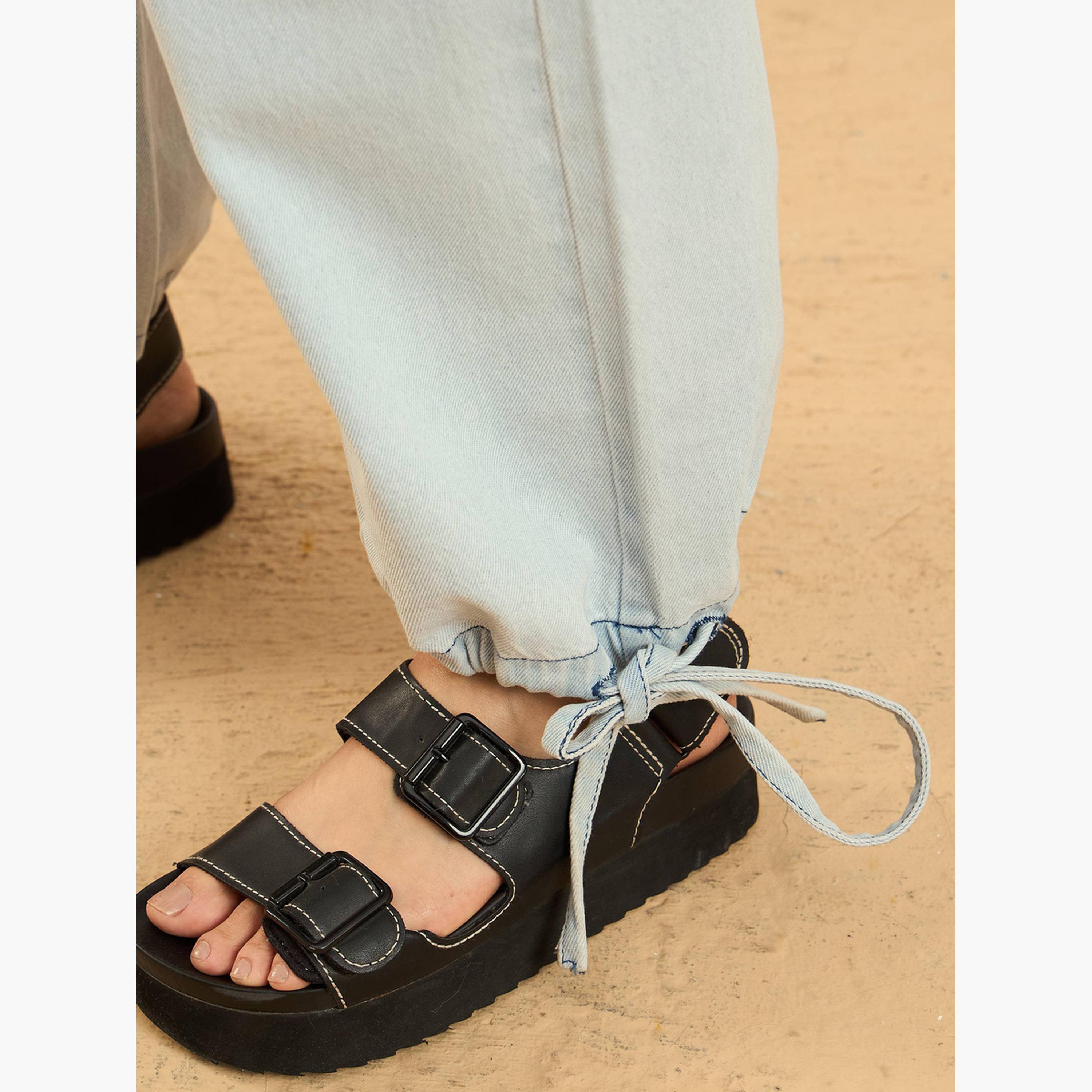 ساسافراس - بنطال جينز رياضي أزرق بخصر مرتفع وحاشية برباط للنساء-women-clothing-bottoms-jeans-image-5