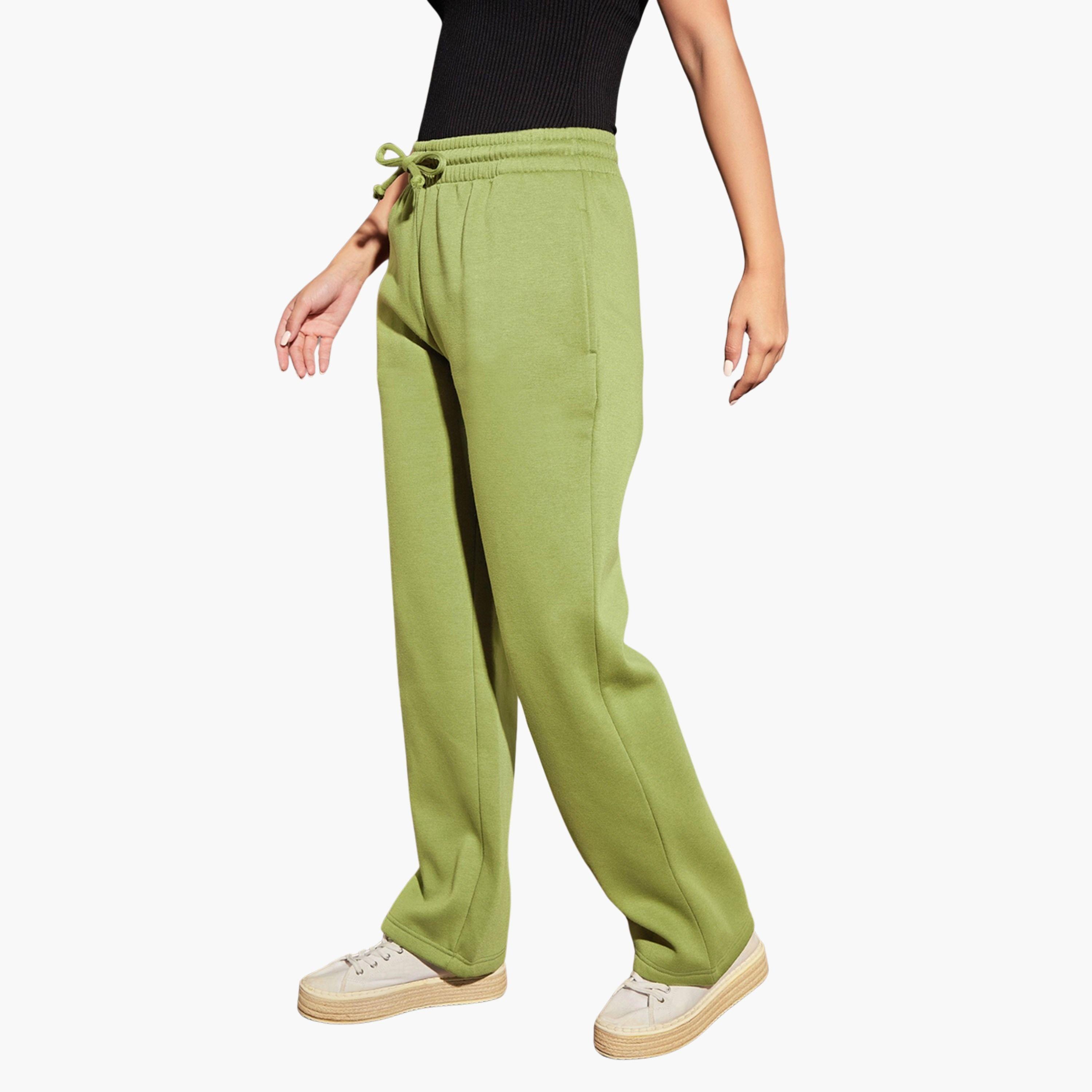 ساسافراس - بنطال رياضي نسائي من الصوف بلون الزيتون برباط-women-clothing-bottoms-joggers-image-1