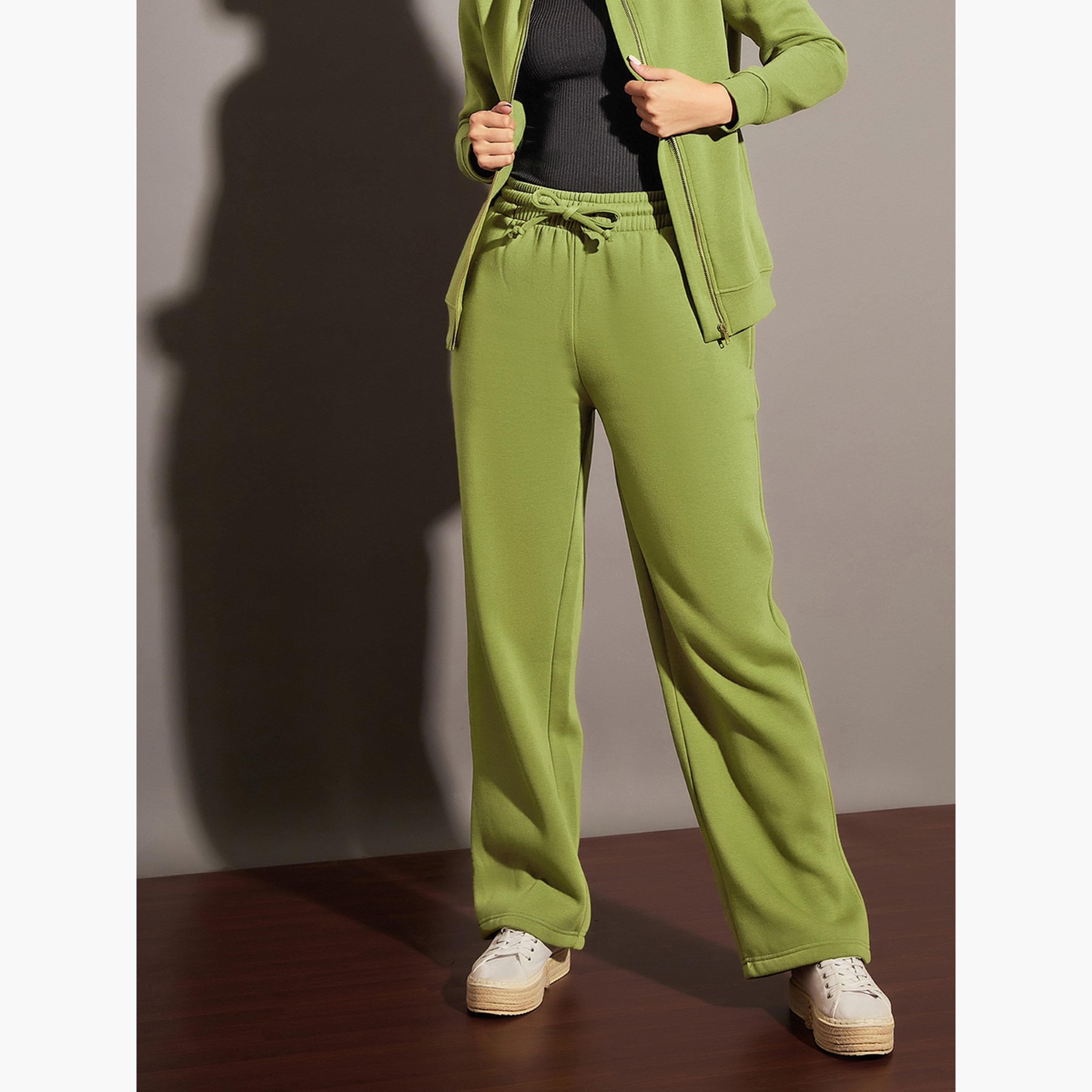 ساسافراس - بنطال رياضي نسائي من الصوف بلون الزيتون برباط-women-clothing-bottoms-joggers-image-3