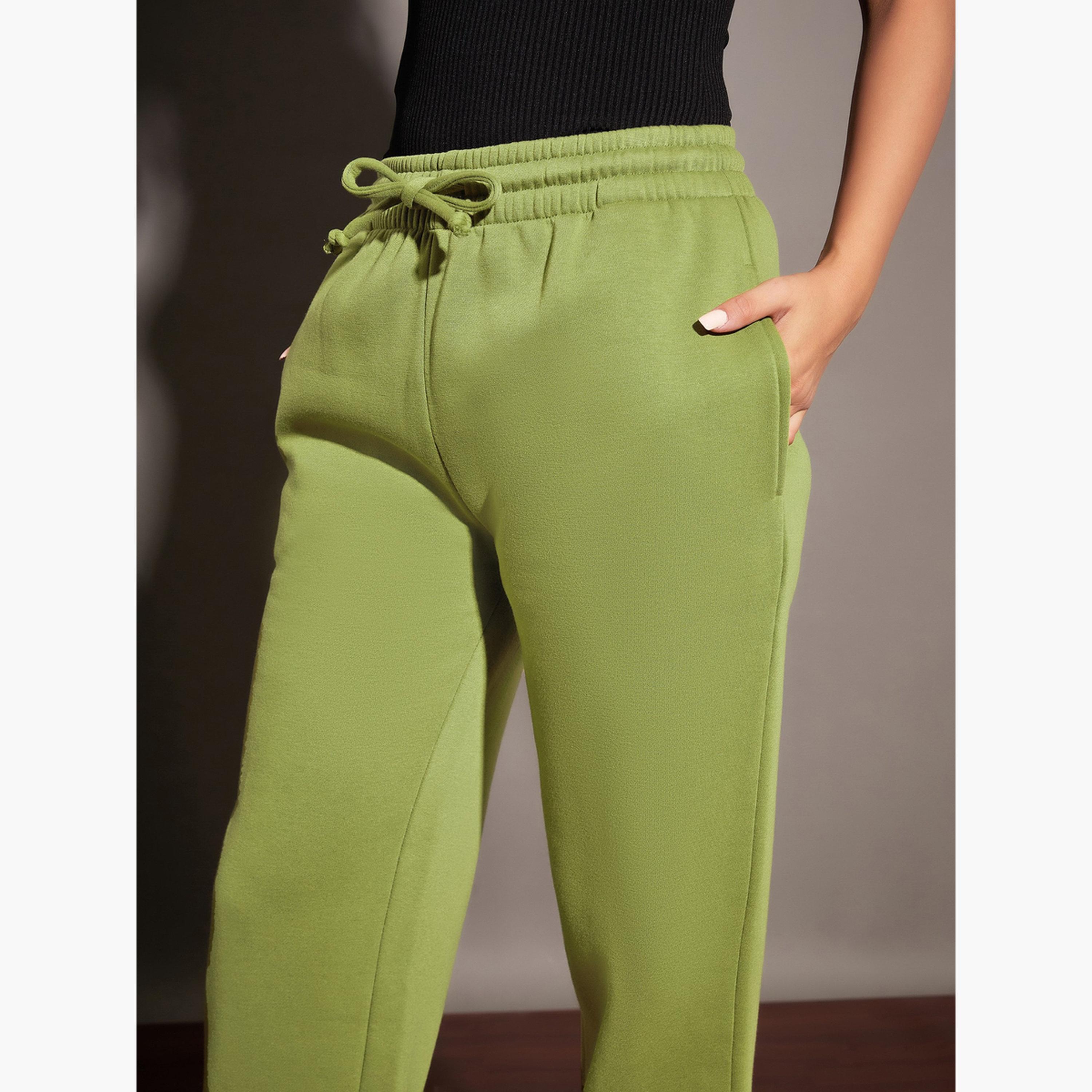 ساسافراس - بنطال رياضي نسائي من الصوف بلون الزيتون برباط-women-clothing-bottoms-joggers-image-4
