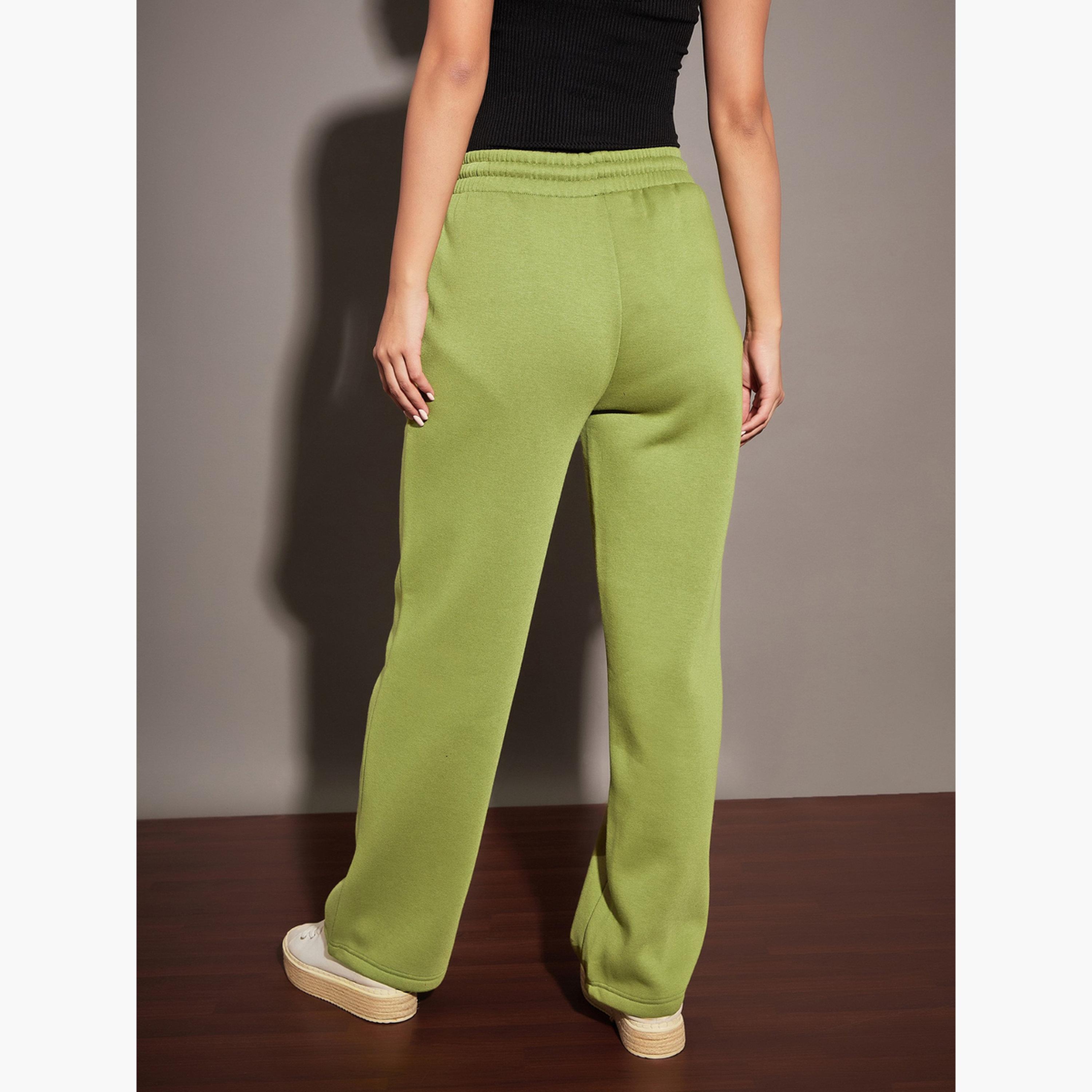 Sassafras Women Olive Solid Fleece Drawstring Joggers-women-clothing-bottoms-joggers-image-5