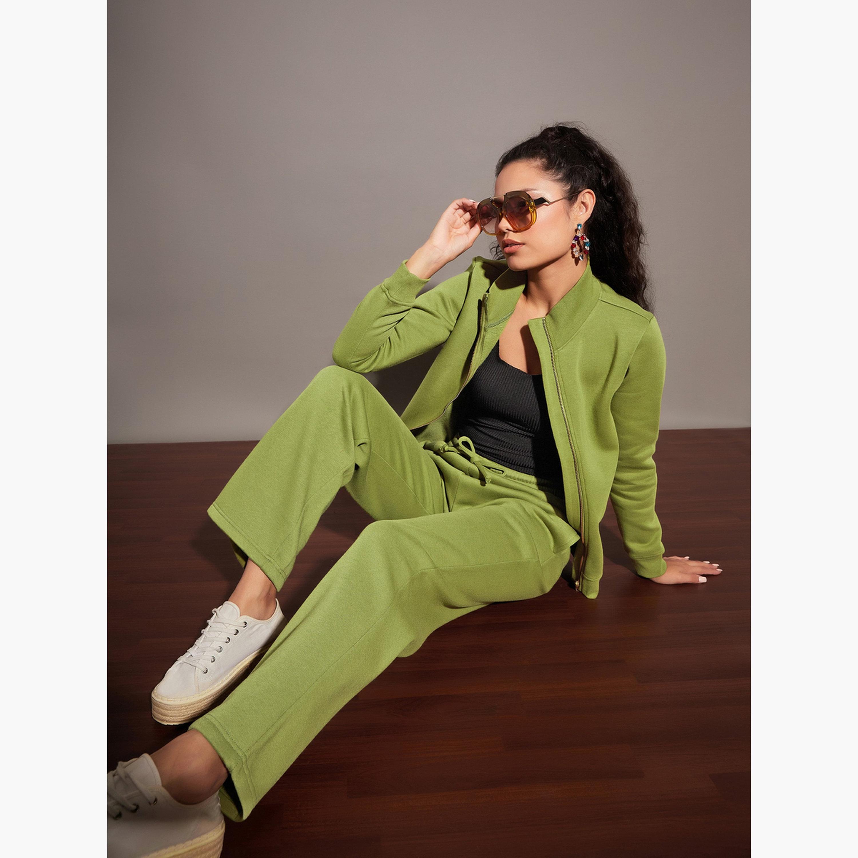 Sassafras Women Olive Solid Fleece Drawstring Joggers-women-clothing-bottoms-joggers-image-6
