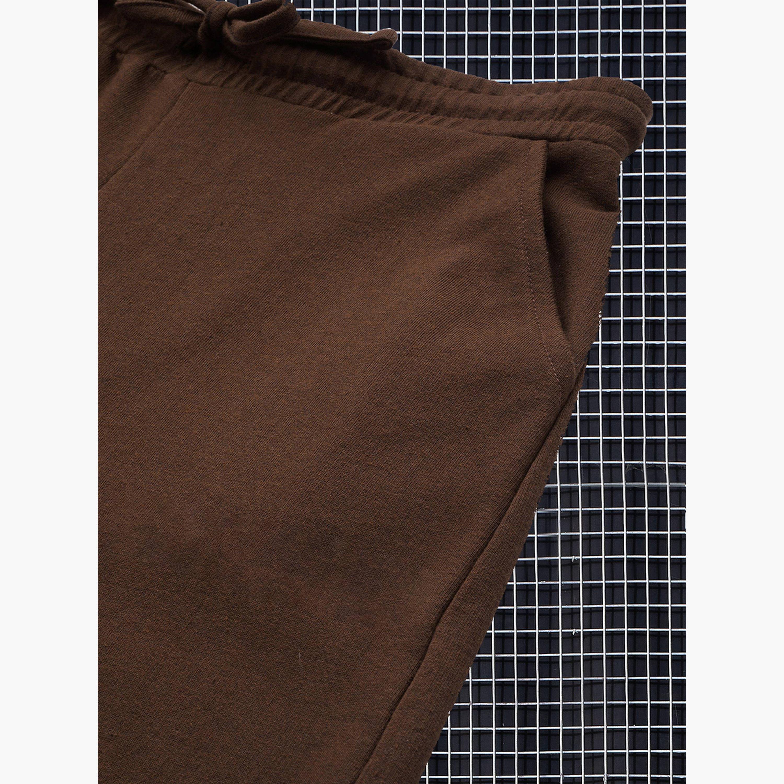 Sassafras Women Brown Solid Terry Drawstring Joggers-women-clothing-bottoms-joggers-image-4