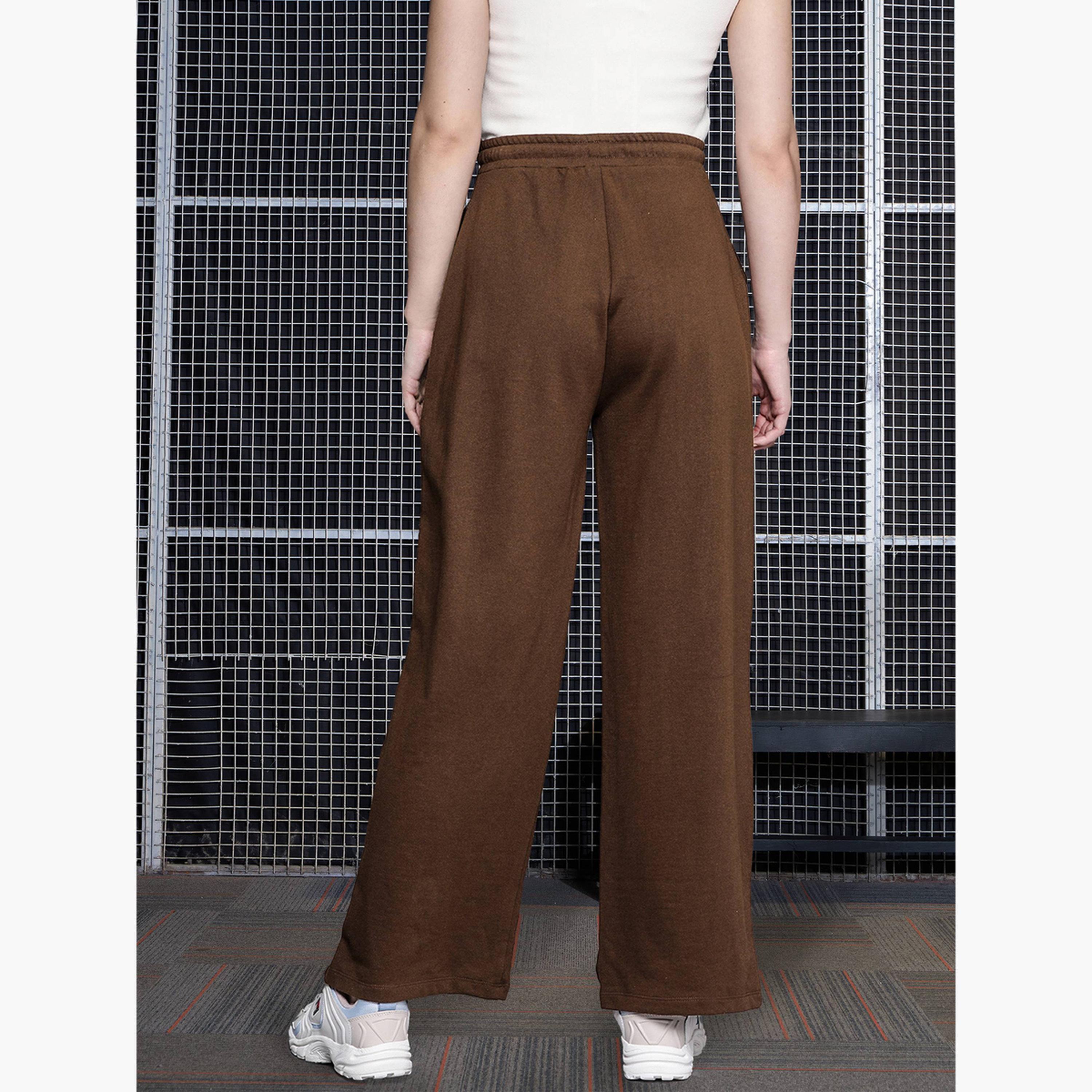 Sassafras Women Brown Solid Terry Drawstring Joggers-women-clothing-bottoms-joggers-image-5