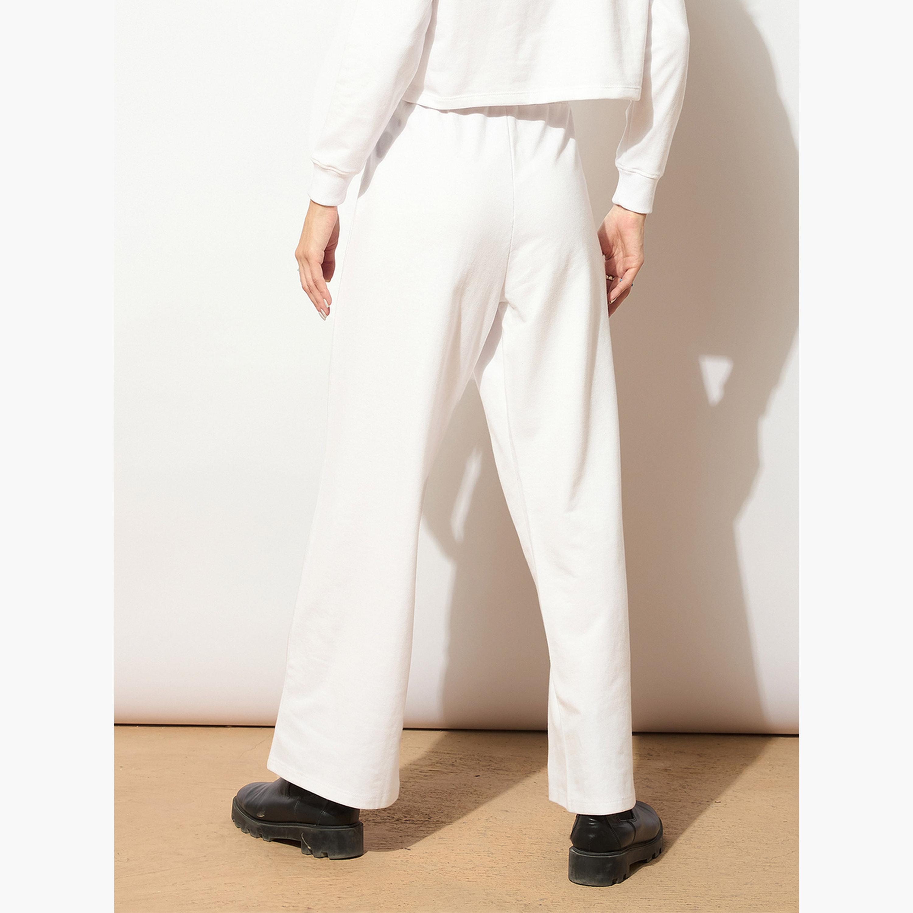 ساسافراس - بنطال تيري واسع الساق نقشة فنية بخطوط بيضاء للنساء-women-clothing-bottoms-trousers-image-5
