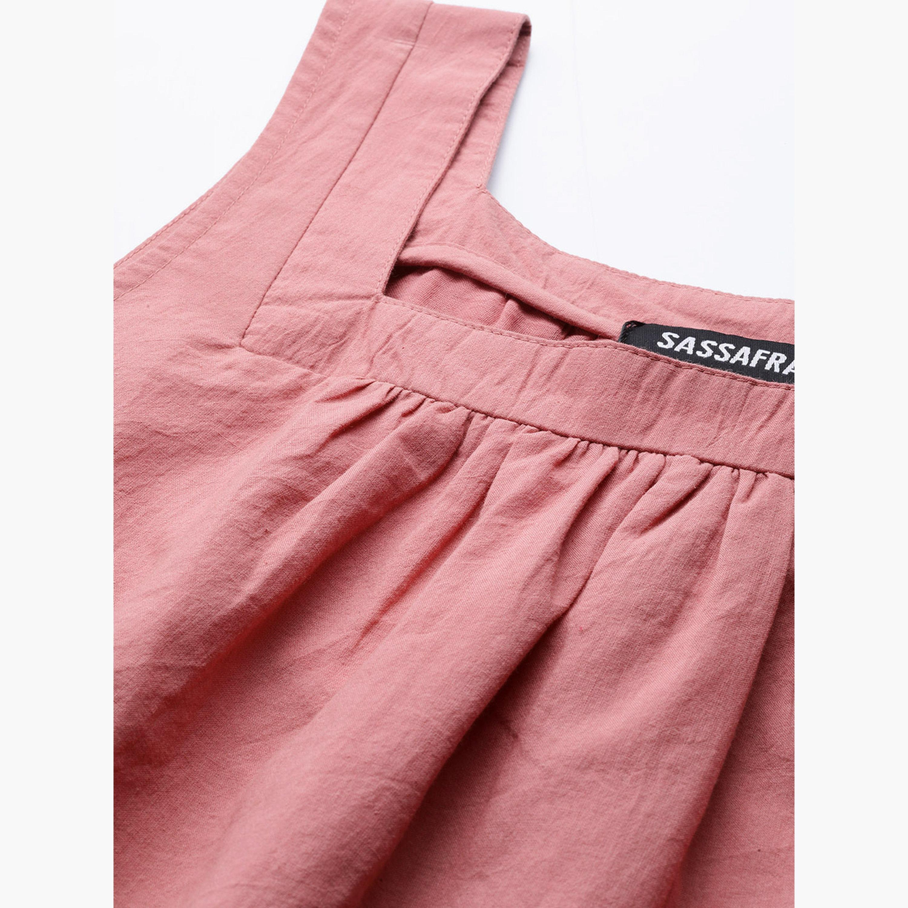 ساسافراس - بلوزة نسائية وردية اللون بتفاصيل شيفلي وفتحة رقبة مربعة-women-clothing-shirtsandblouses-shirts-image-5