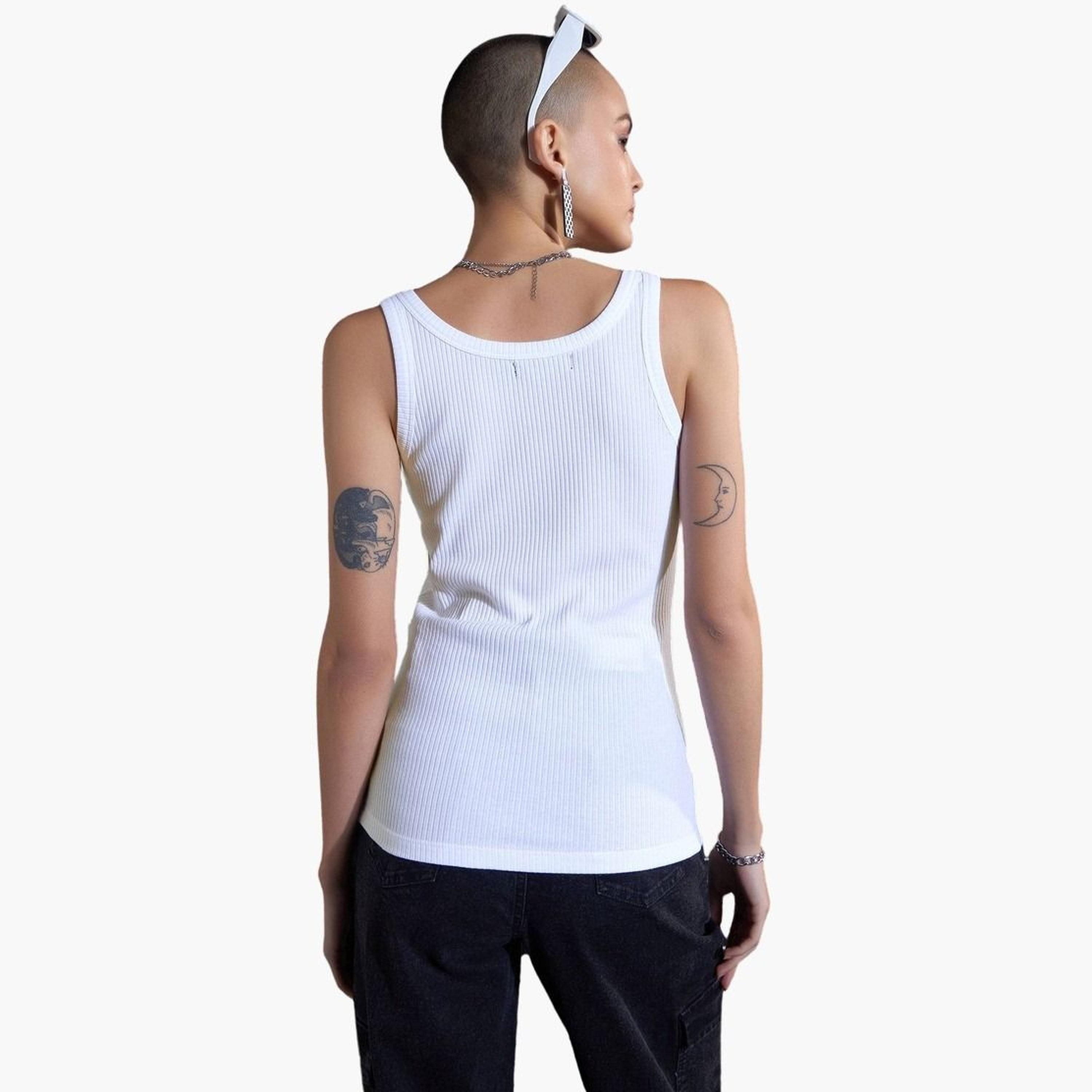 ساسافراس - قميص داخلي أبيض مضلع بدون أكمام للنساء-women-clothing-tshirts-image-5