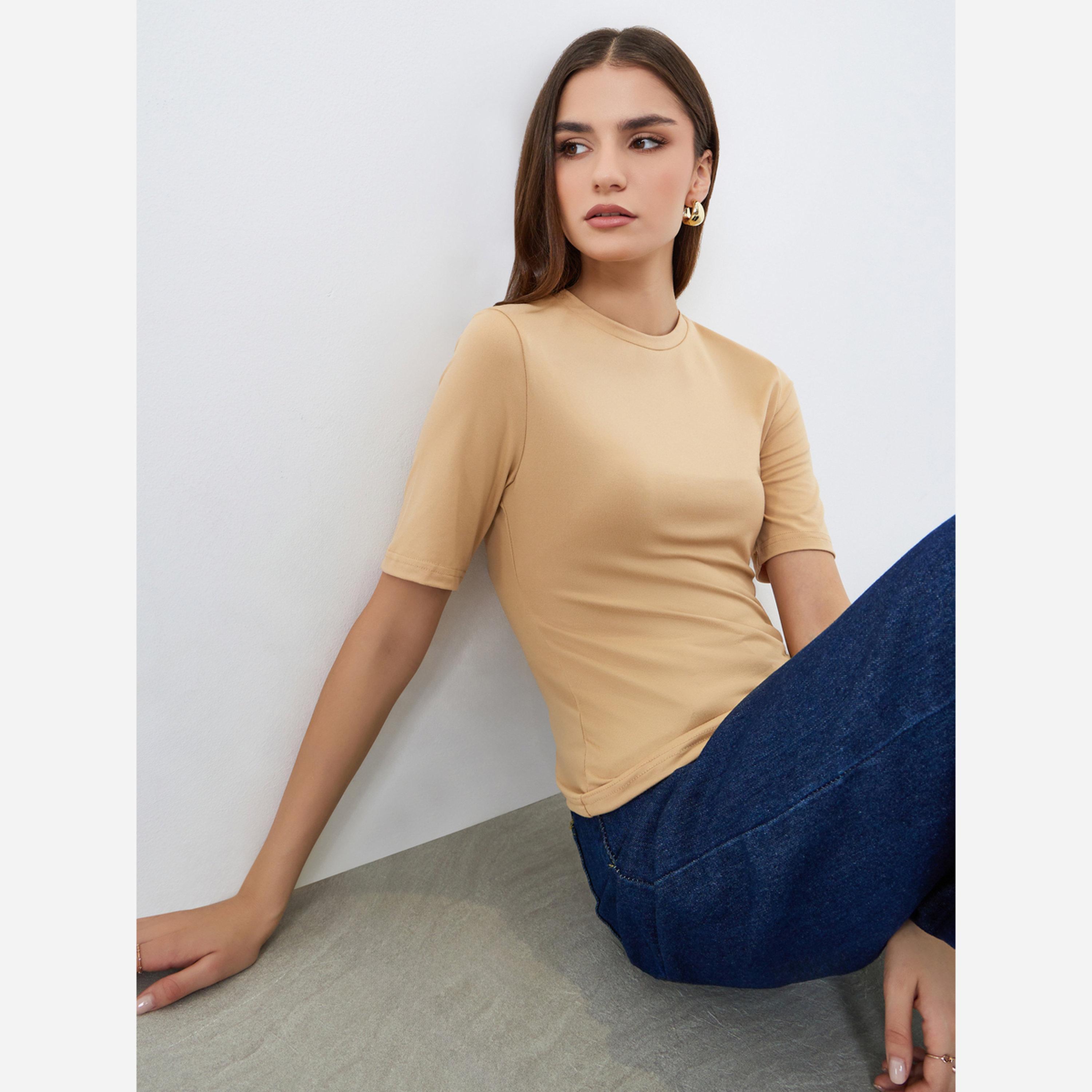 Styli Pack of 2 - Solid Round Neck Fitted T-Shirt-women-clothing-tshirts-image-3