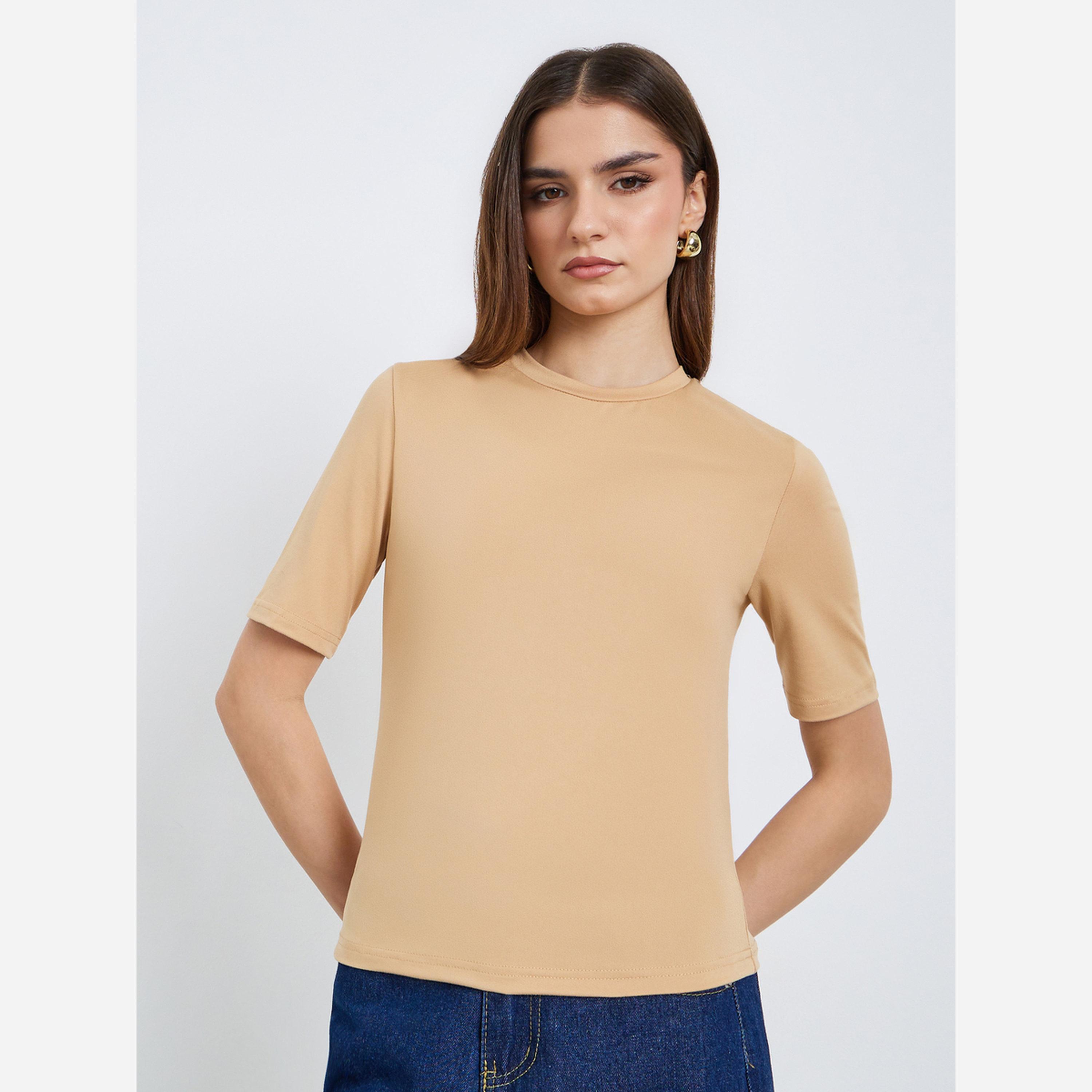 Styli Pack of 2 - Solid Round Neck Fitted T-Shirt-women-clothing-tshirts-image-4