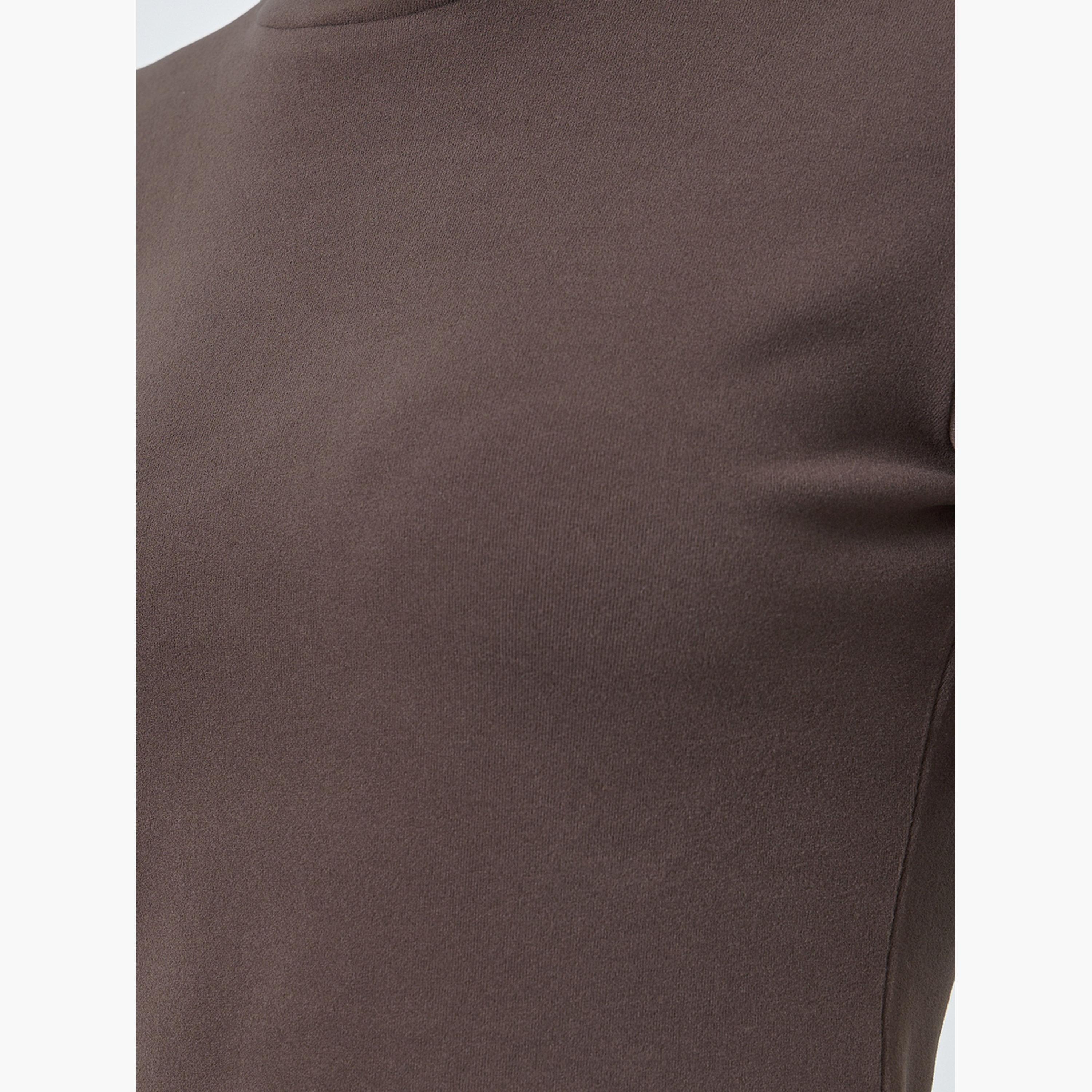 Styli Women Brown Fitted Knit T-Shirt-women-clothing-tshirts-image-3