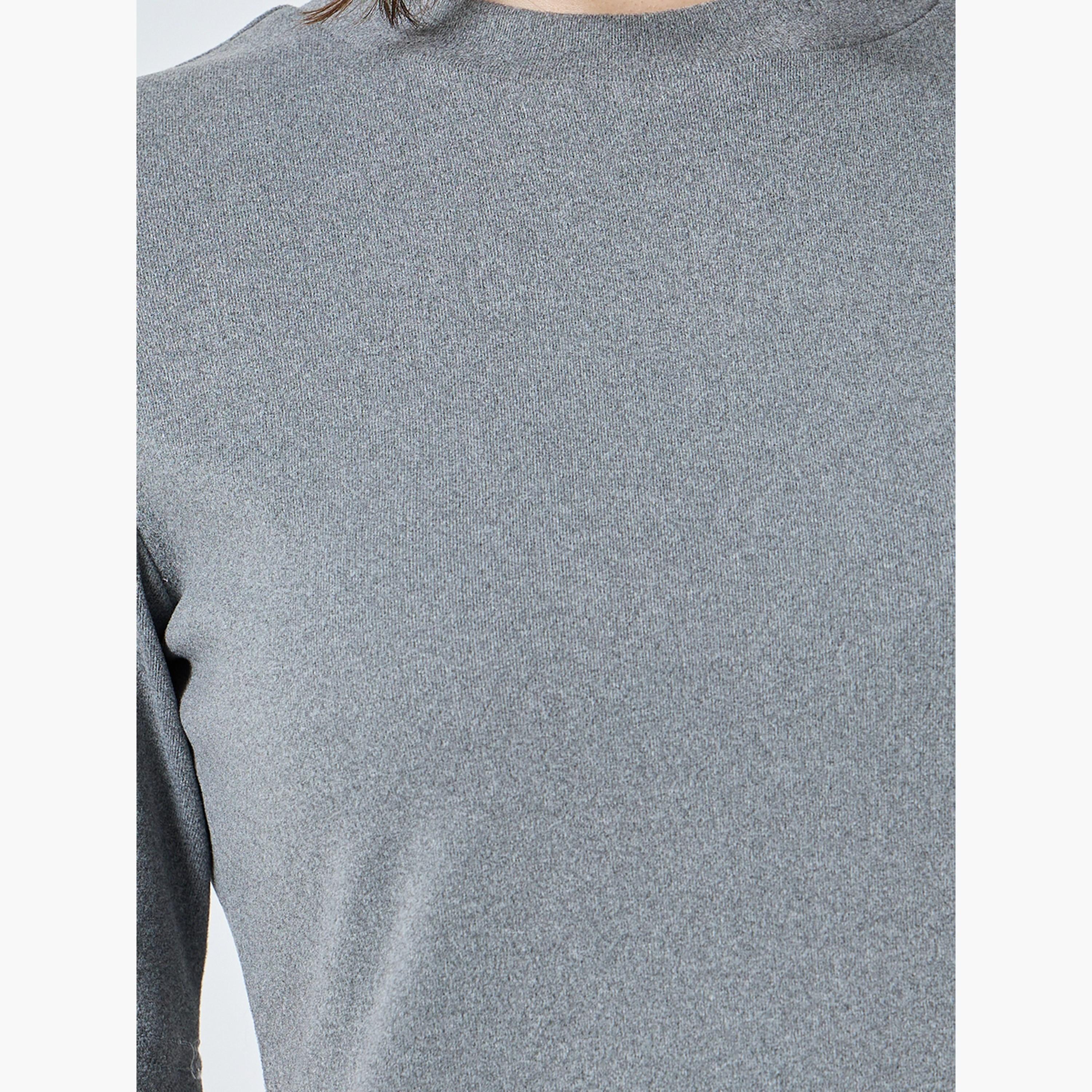 Styli Women Charcoal Fitted Knit T-Shirt-women-clothing-tshirts-image-3