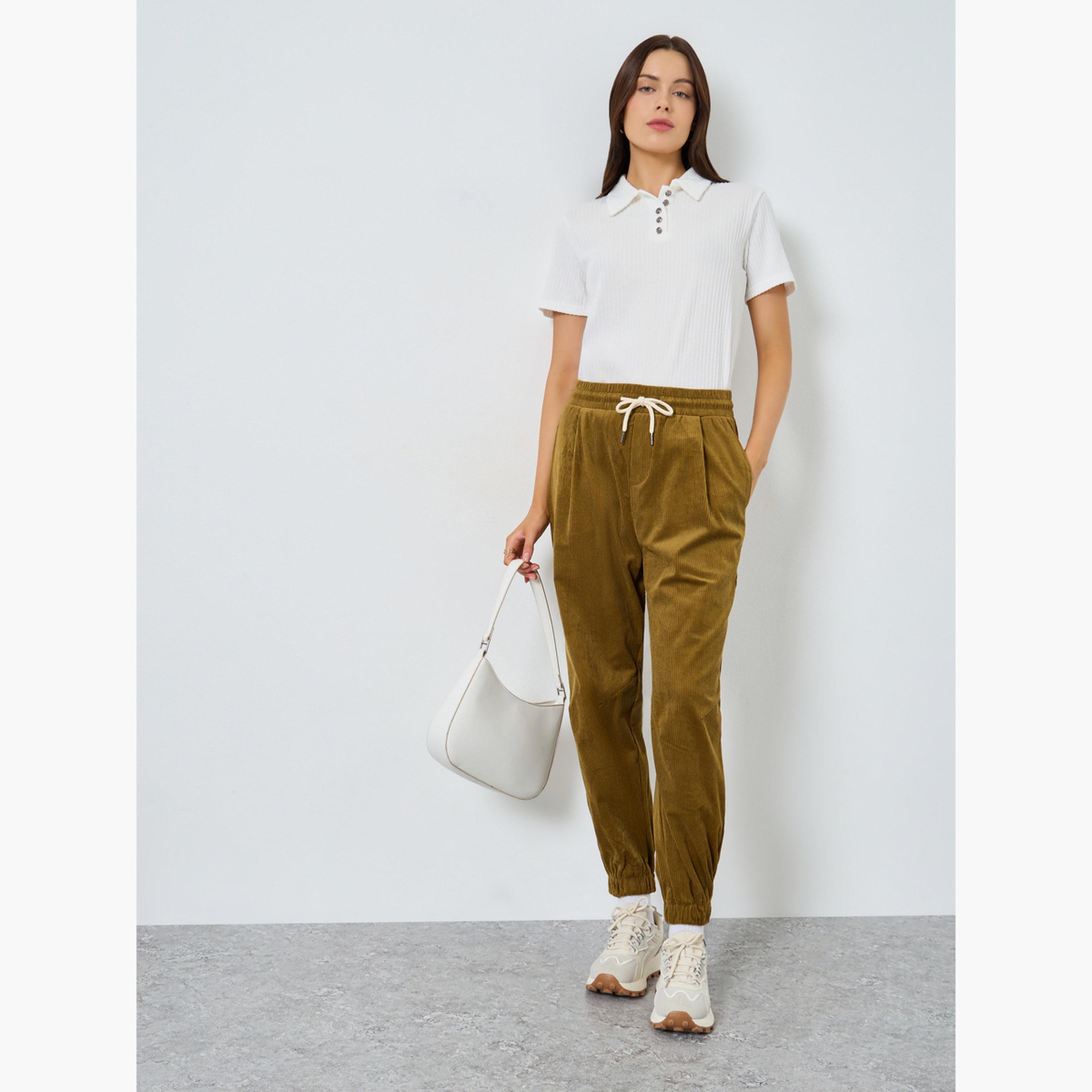 Styli White Ribbed Short Sleeve Polo T-Shirt-women-clothing-tshirts-image-2