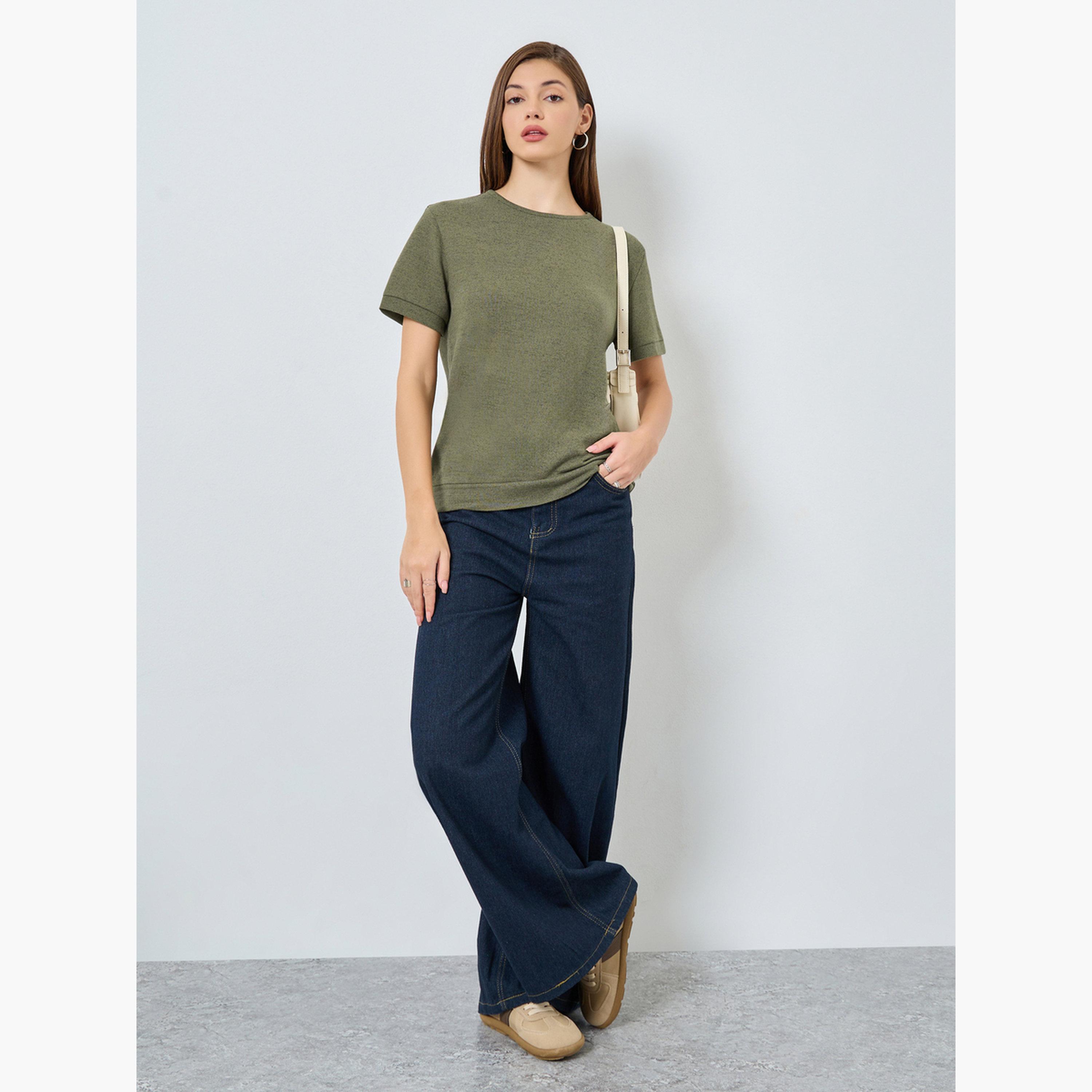 ستايلي - تي شيرت محبوك مريح-women-clothing-tshirts-image-2
