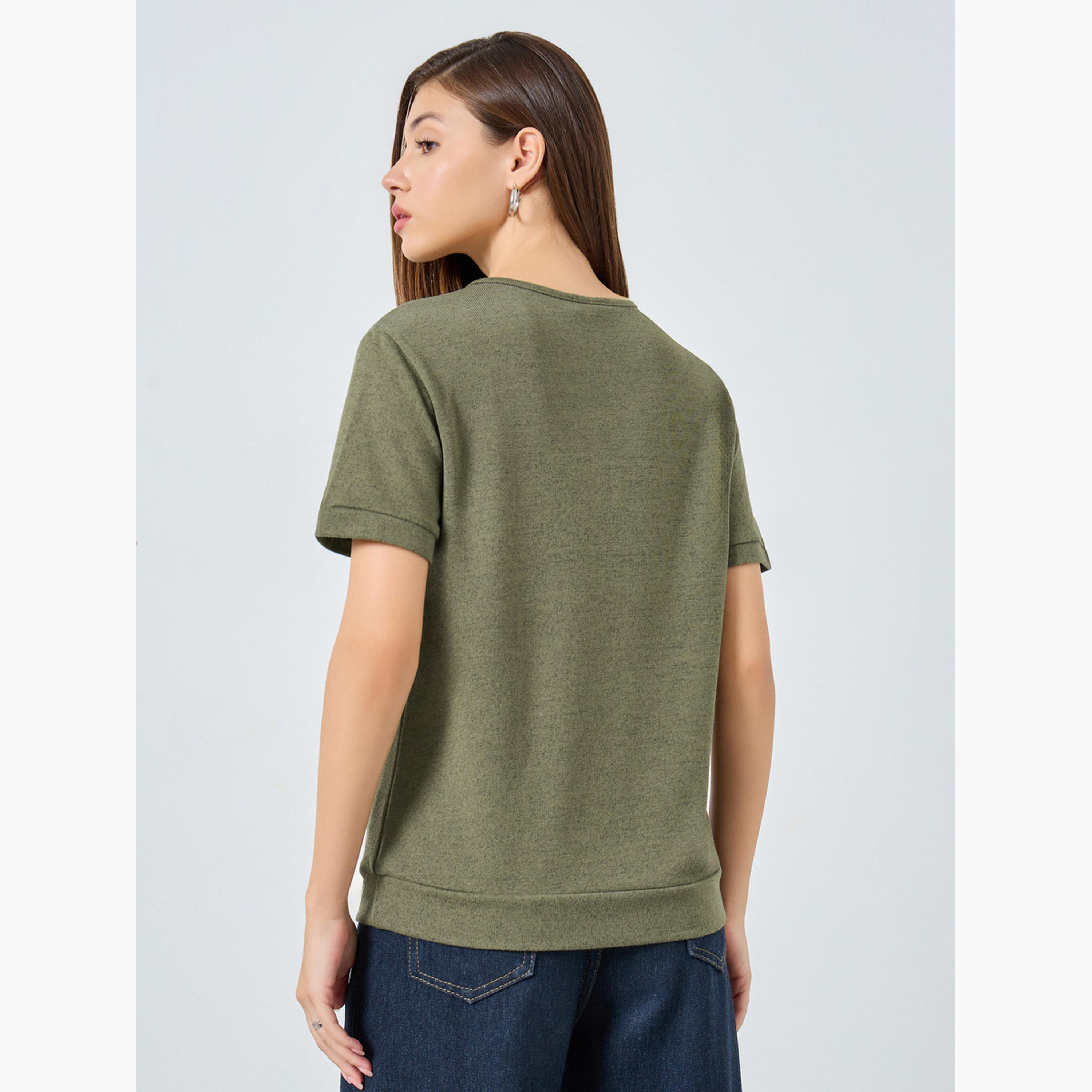 Styli Relaxed Fit Textured Knit T-Shirt-women-clothing-tshirts-image-4