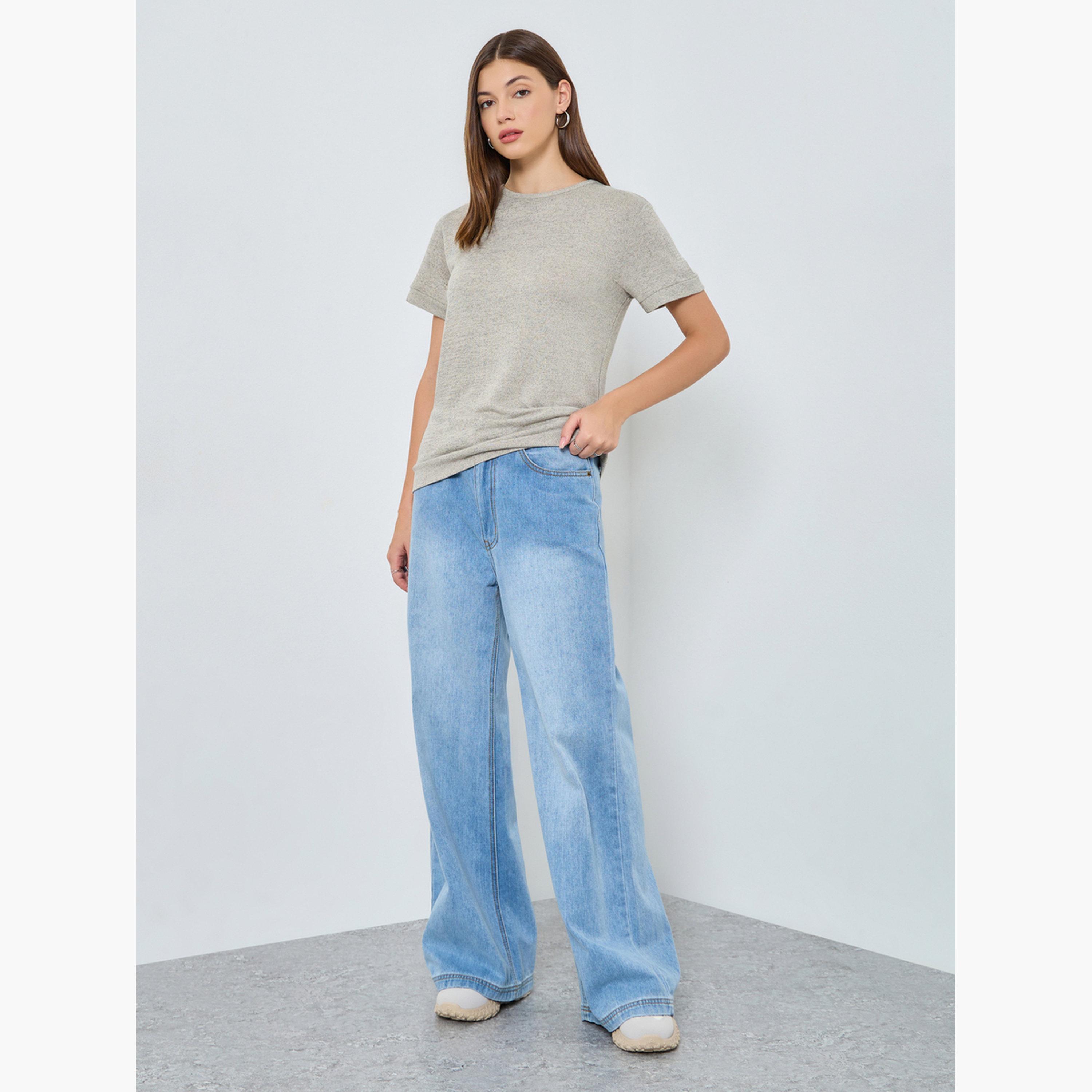 ستايلي - تي شيرت محبوك مريح-women-clothing-tshirts-image-2