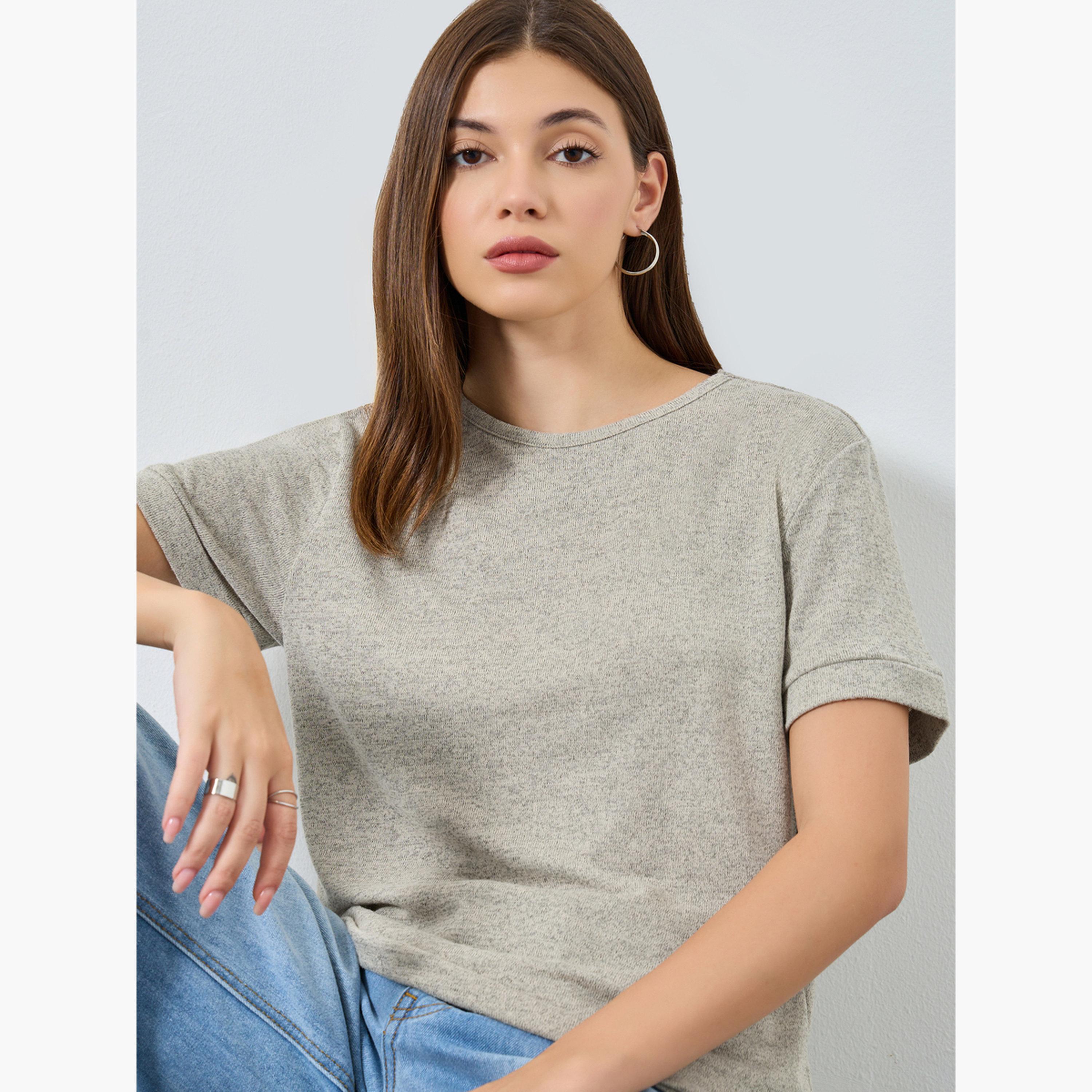 Styli Relaxed Fit Textured Knit T-Shirt-women-clothing-tshirts-image-3