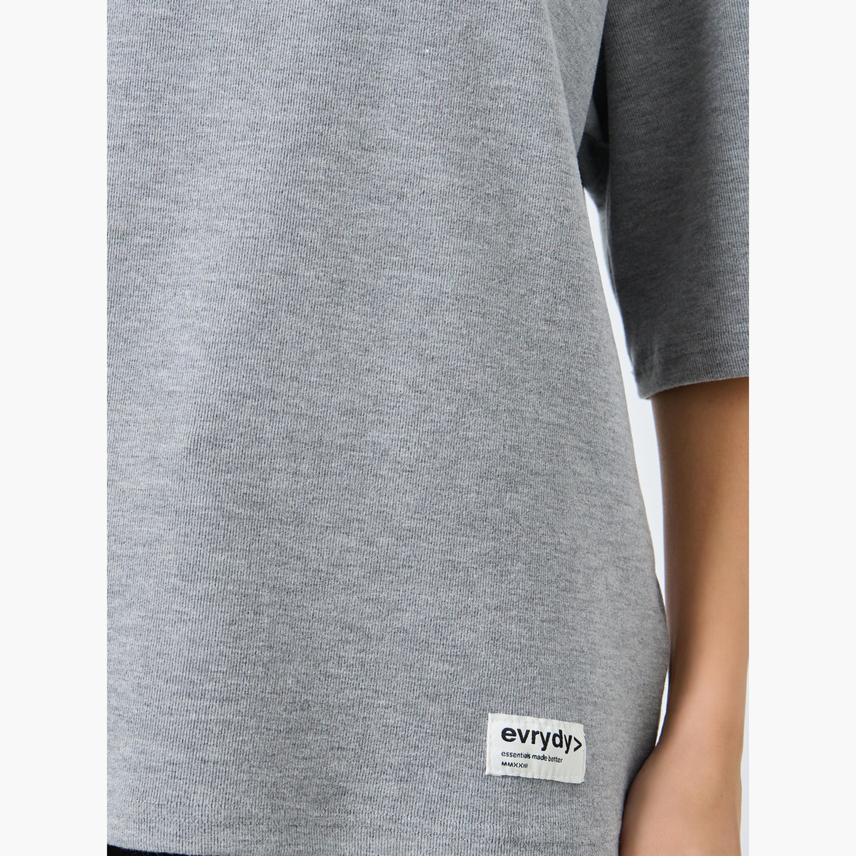 Styli Women Oversized Grey Knitted T-Shirt-women-clothing-tshirts-image-3