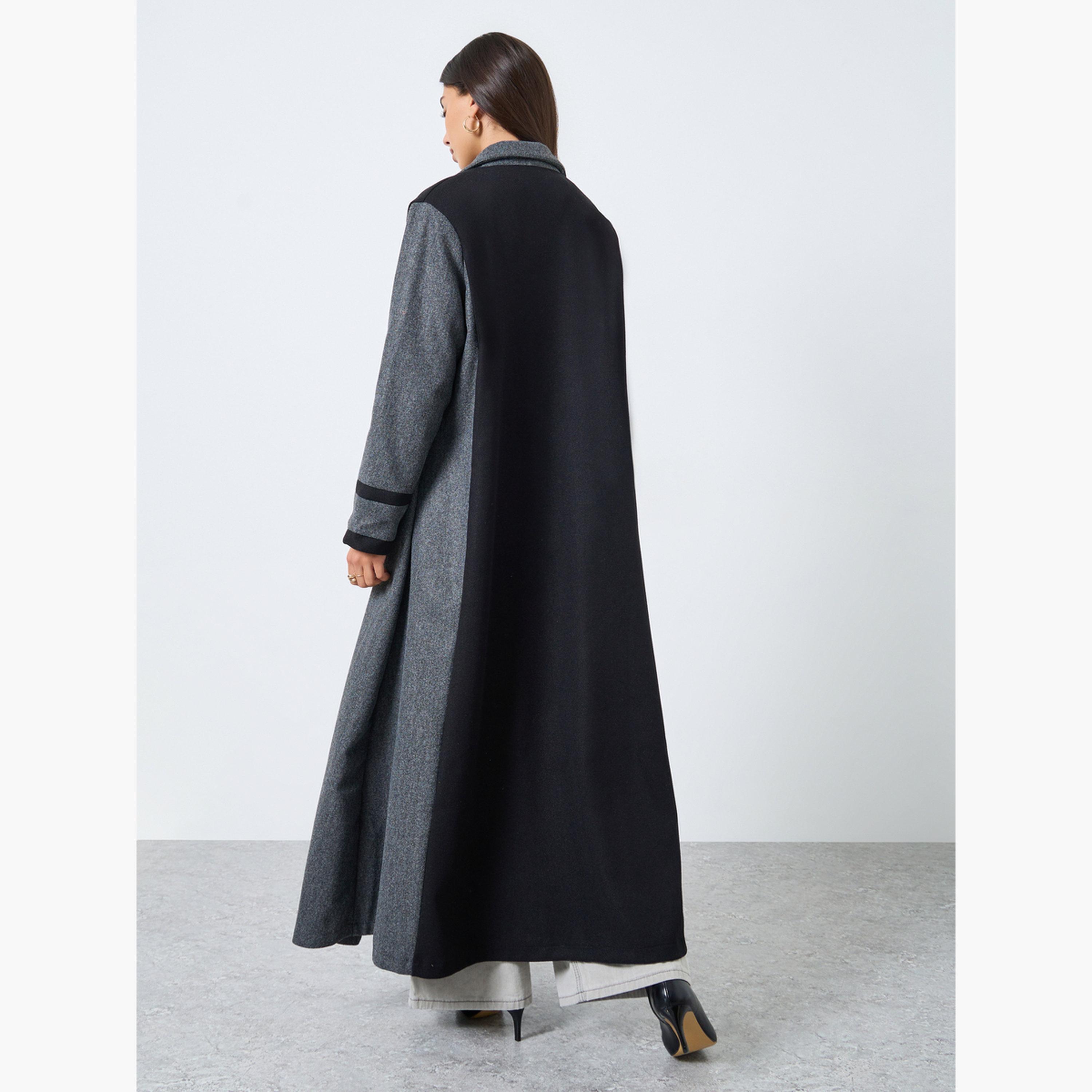 أميرة x ستايلي عباية بنمط كتل الالوان وياقة بشق-women-arabicclothing-abayas-image-4