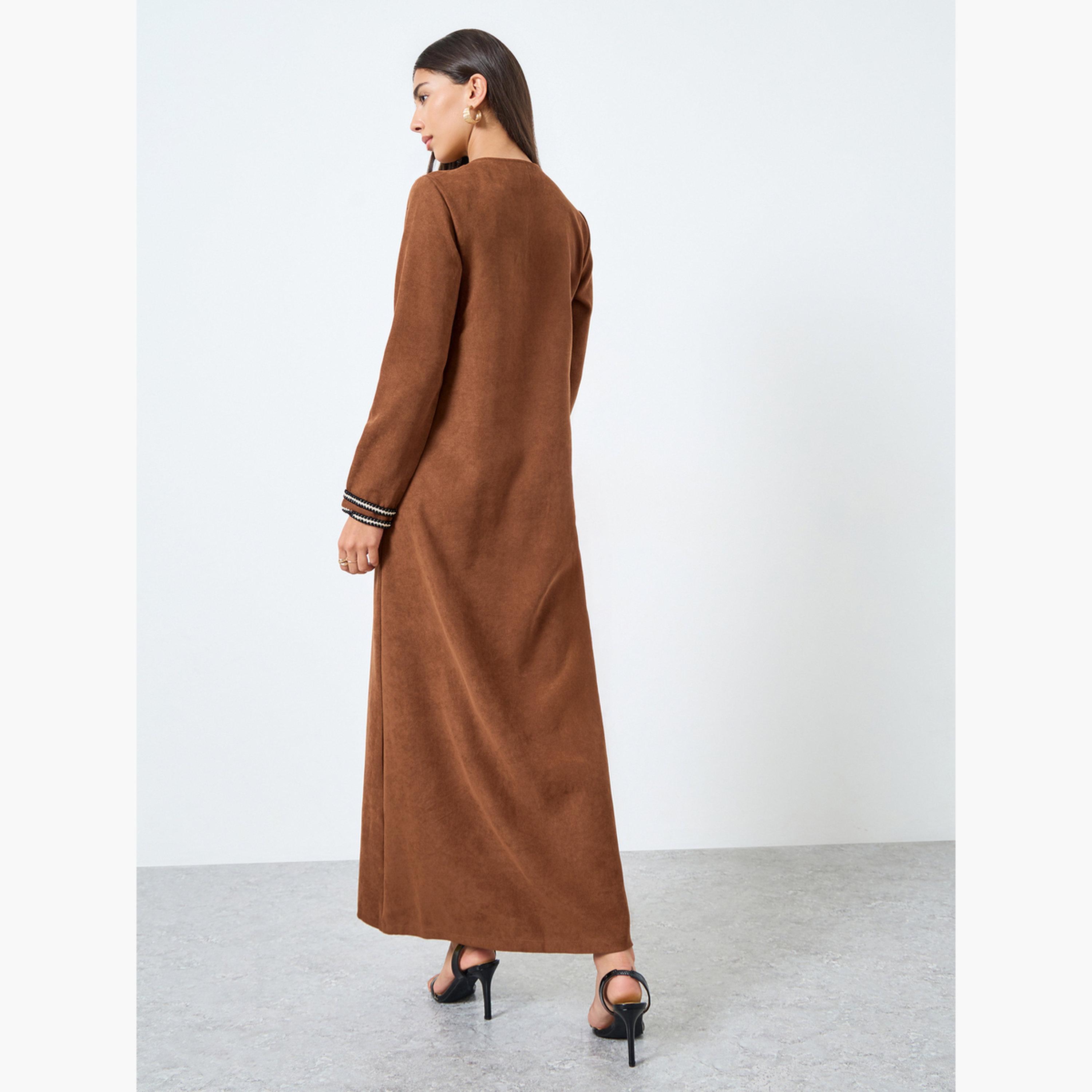 Styli Rust Lace Insert Maxi Jalabiya-women-arabicclothing-jalabiyas-image-3