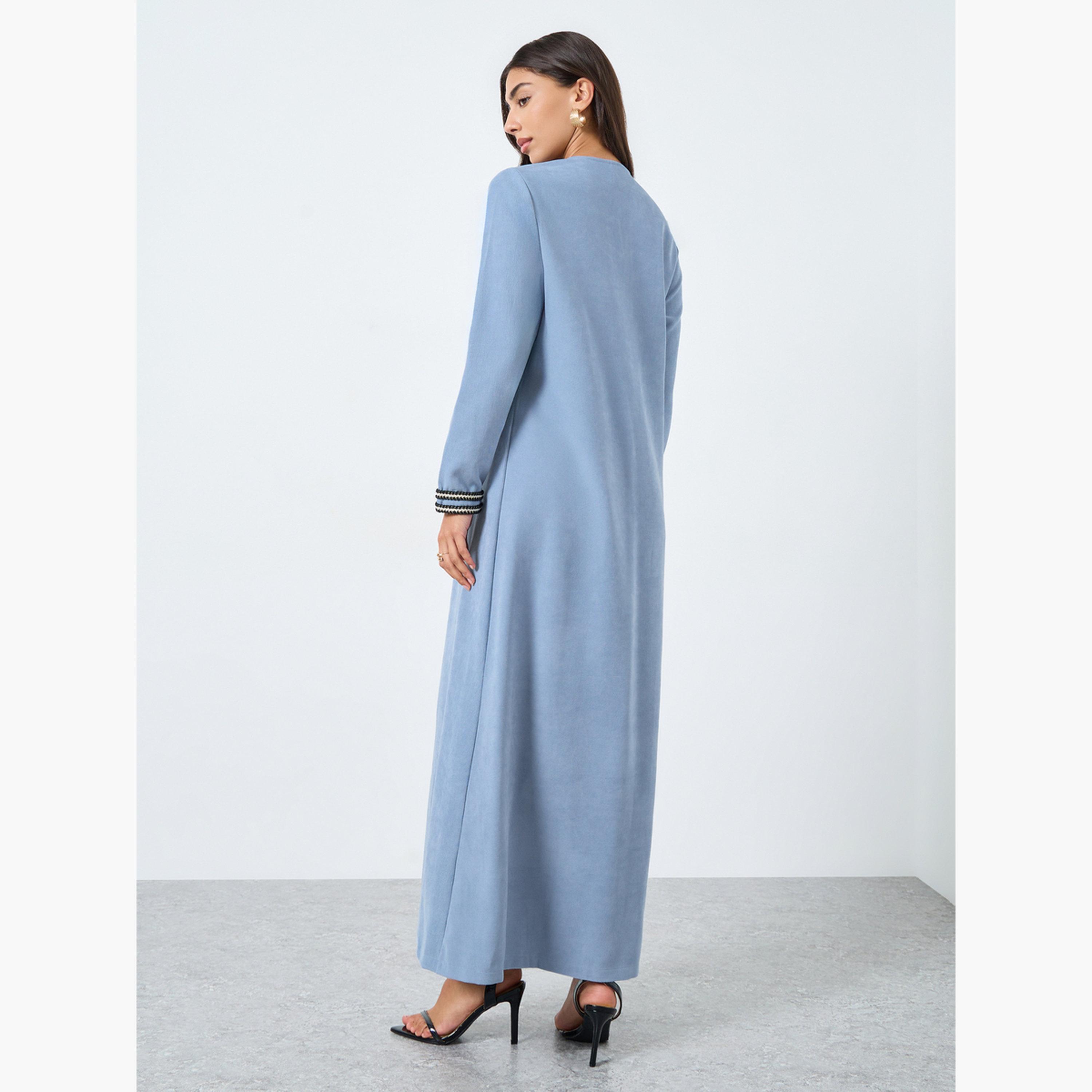 Amirah X Styli Light Blue Lace Insert Maxi Jalabiya-women-arabicclothing-jalabiyas-image-4